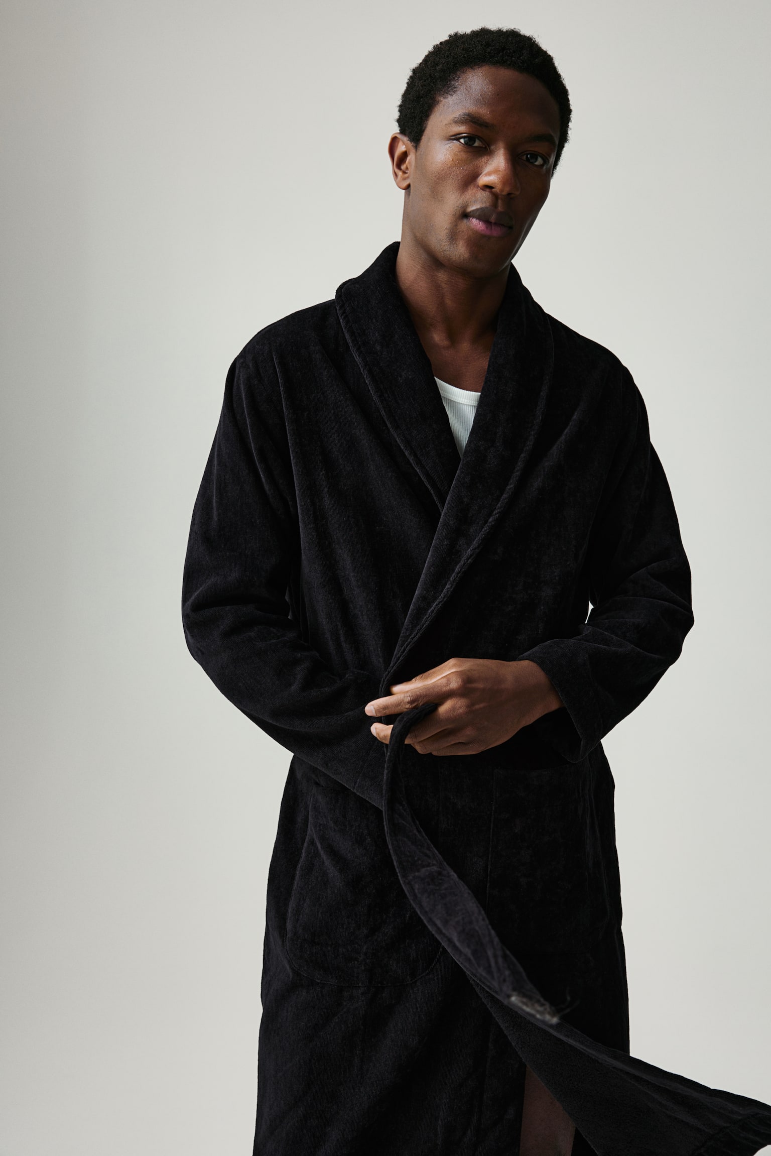 Terry dressing gown - Black - 7