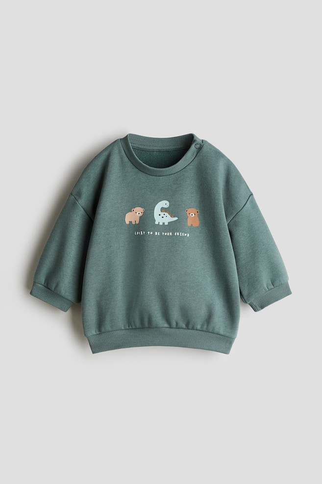 Printed sweatshirt - Dark turquoise/Dinosaur/Dark grey/Ghosts/Cream/Cars - 1