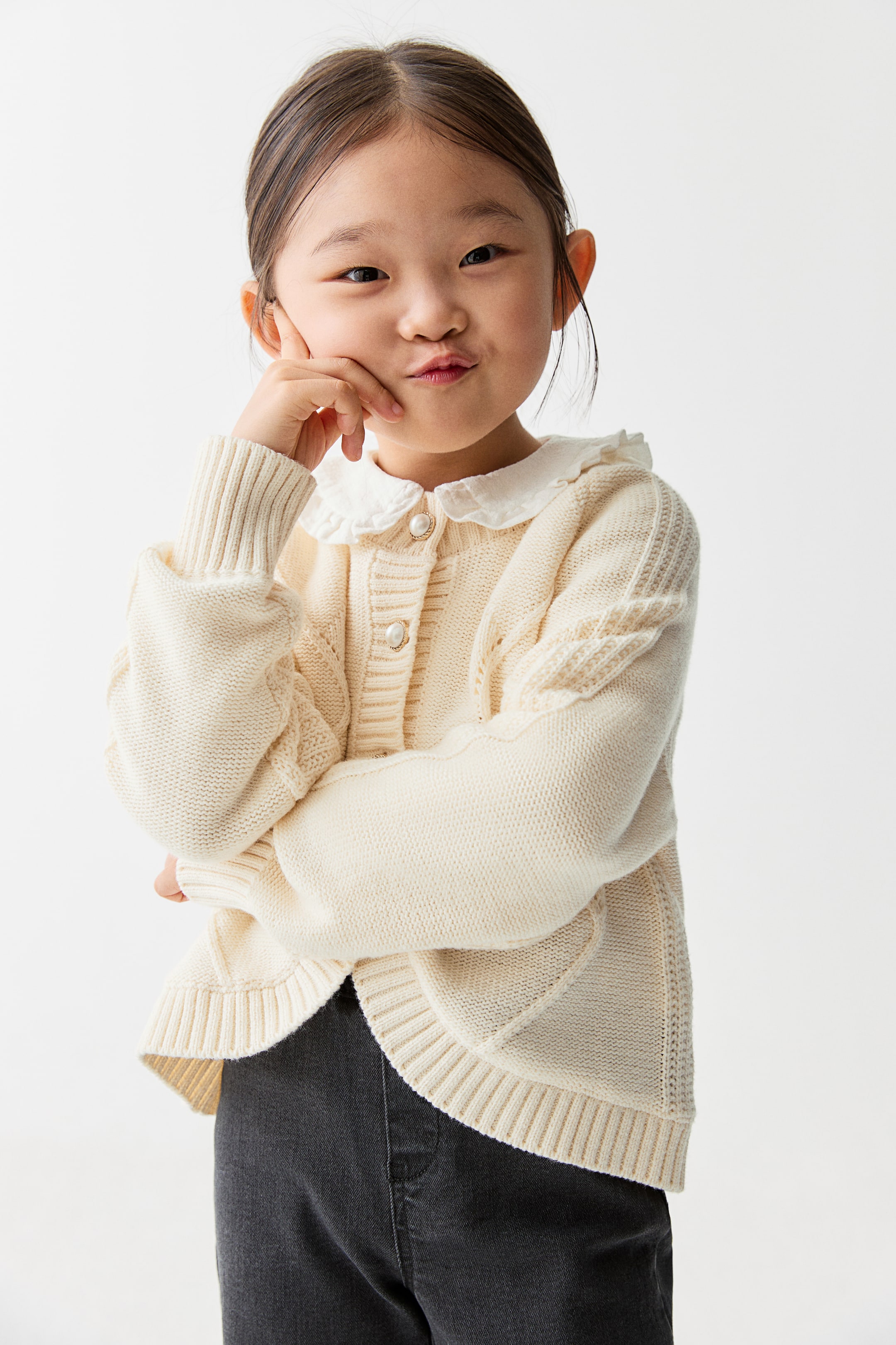 Xem ảnh lớn hơn: Cable-knit cardigan - Màu kem - Kids | H&M VN 1