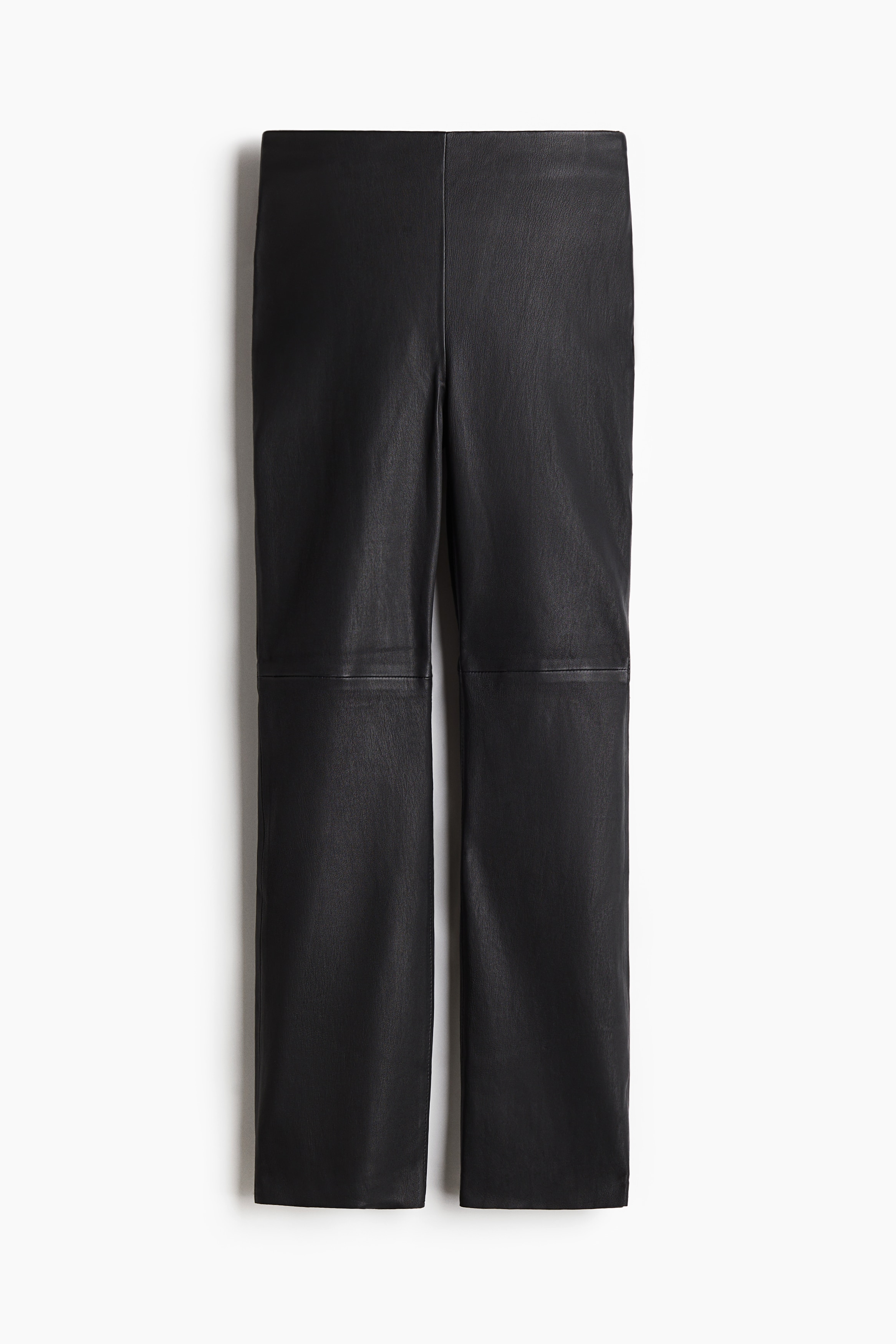 Slim-Fit Leather Pants - Black/Light beige