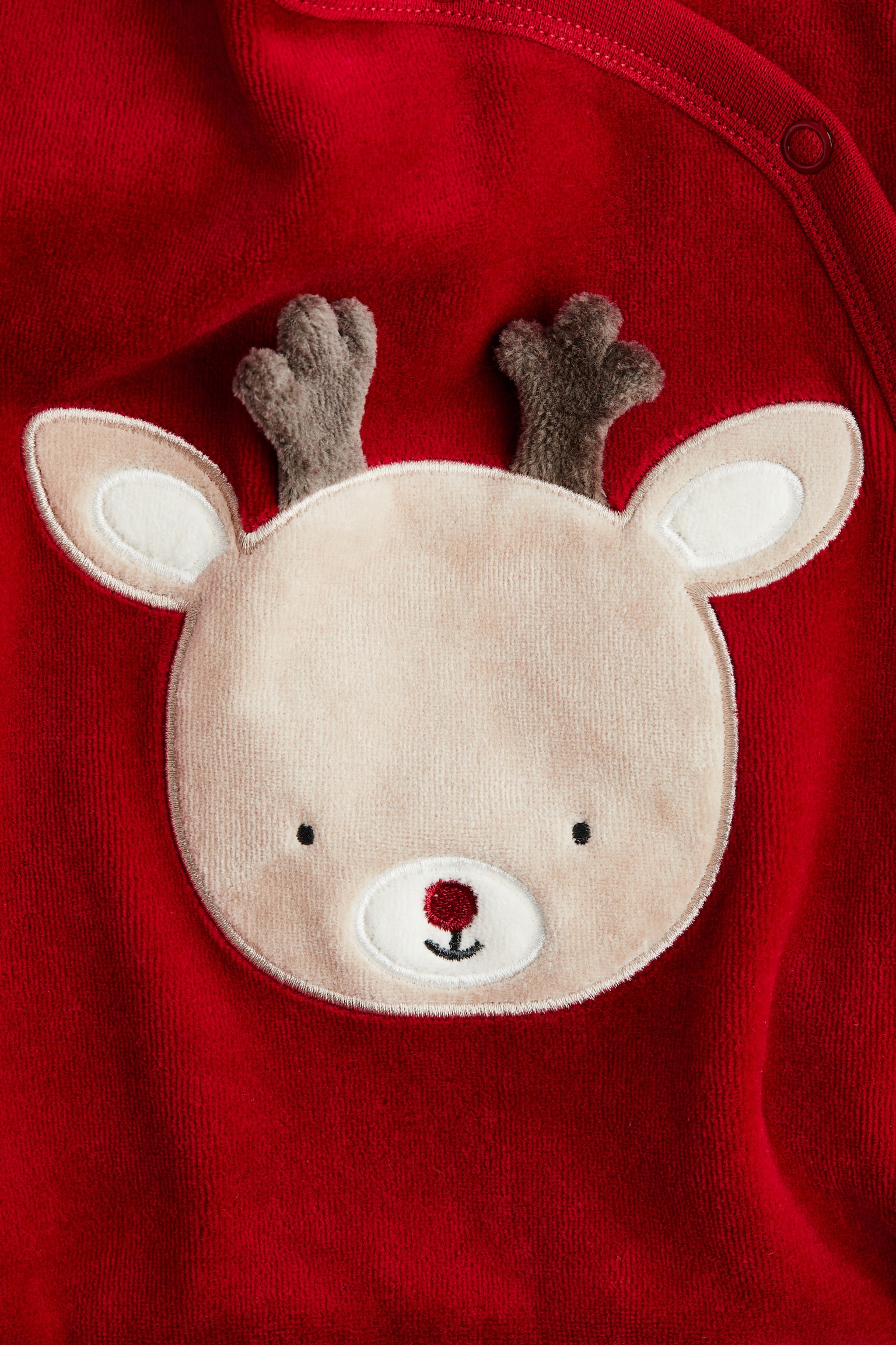 ベロアカバーオールパジャマ - レッド／レインディア/ライトグレー／コアラ/クリーム／テディベア/ライトピンク／バニー/レッド／レインディア - 2