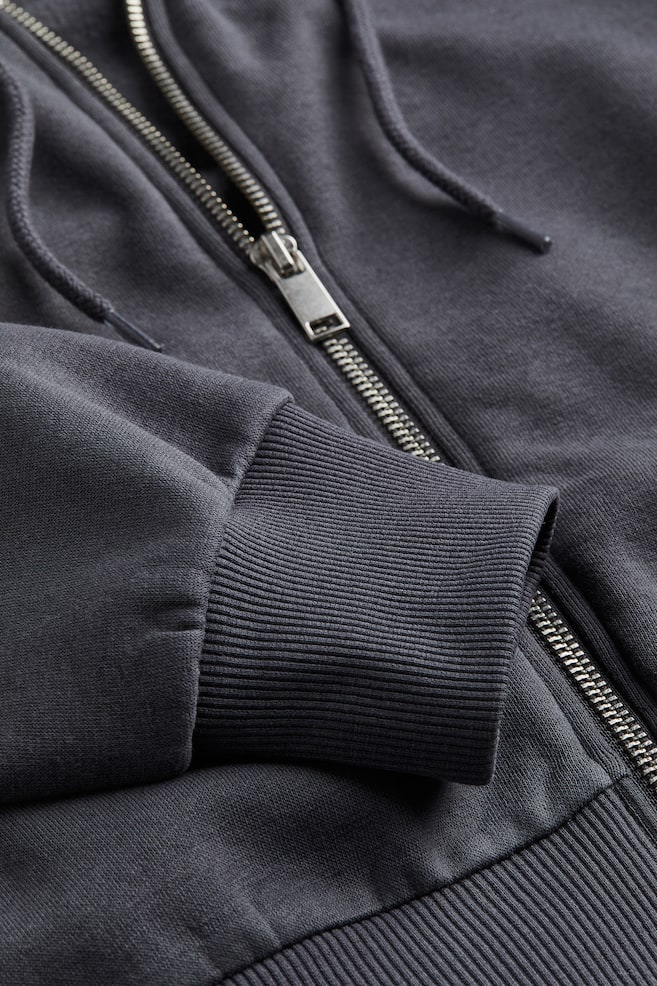 Cropped zip-through hoodie - Dark grey/Black/Light grey marl/Dusty pink marl/dc - 5