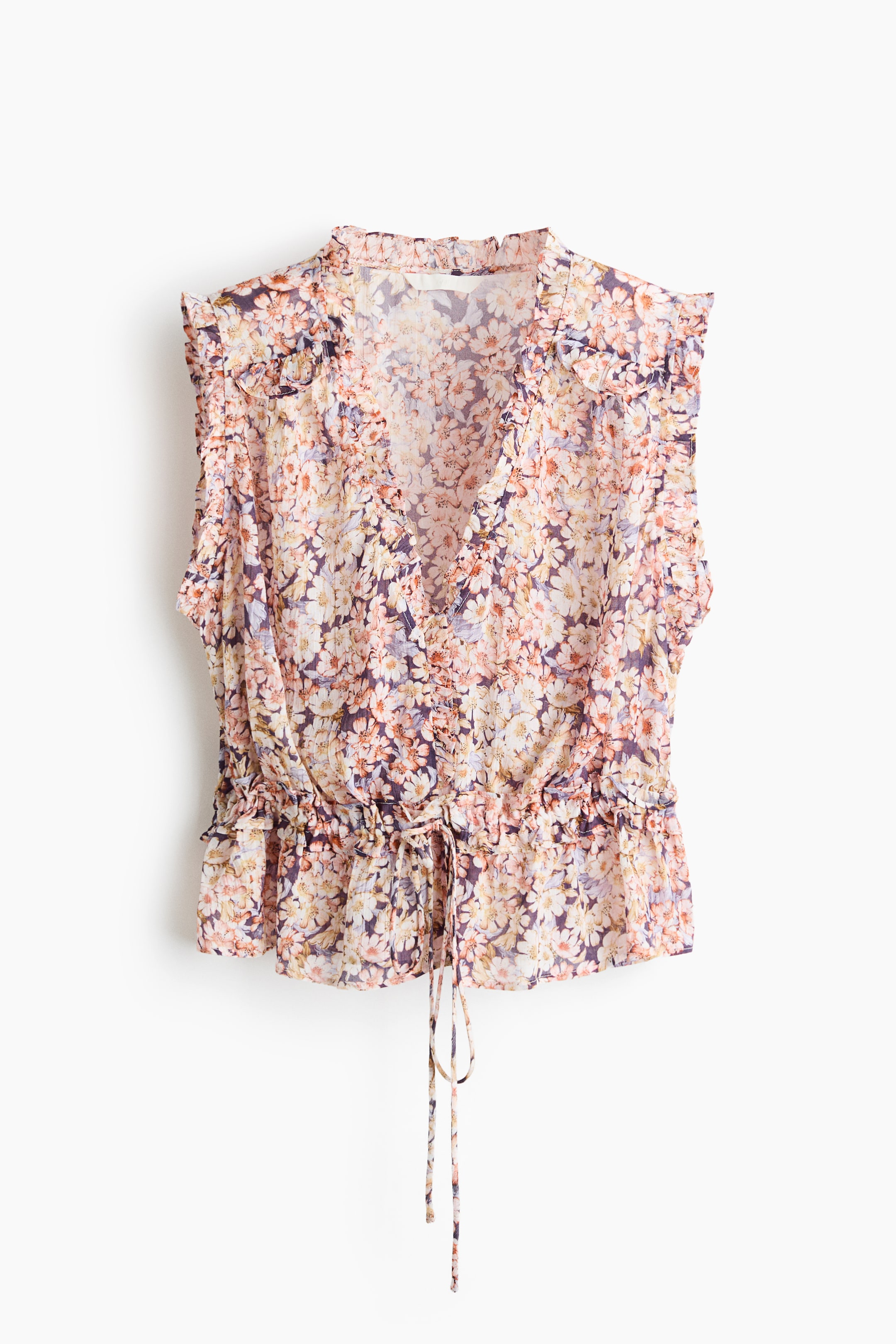 Ruffle-Trimmed Lyocell Top