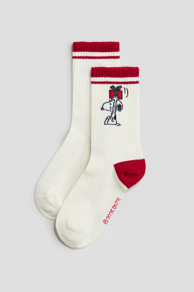 5-pack motif-detail socks - White/Snoopy/Mint green/SmileyWorld®/Light pink/Hello Kitty - 3