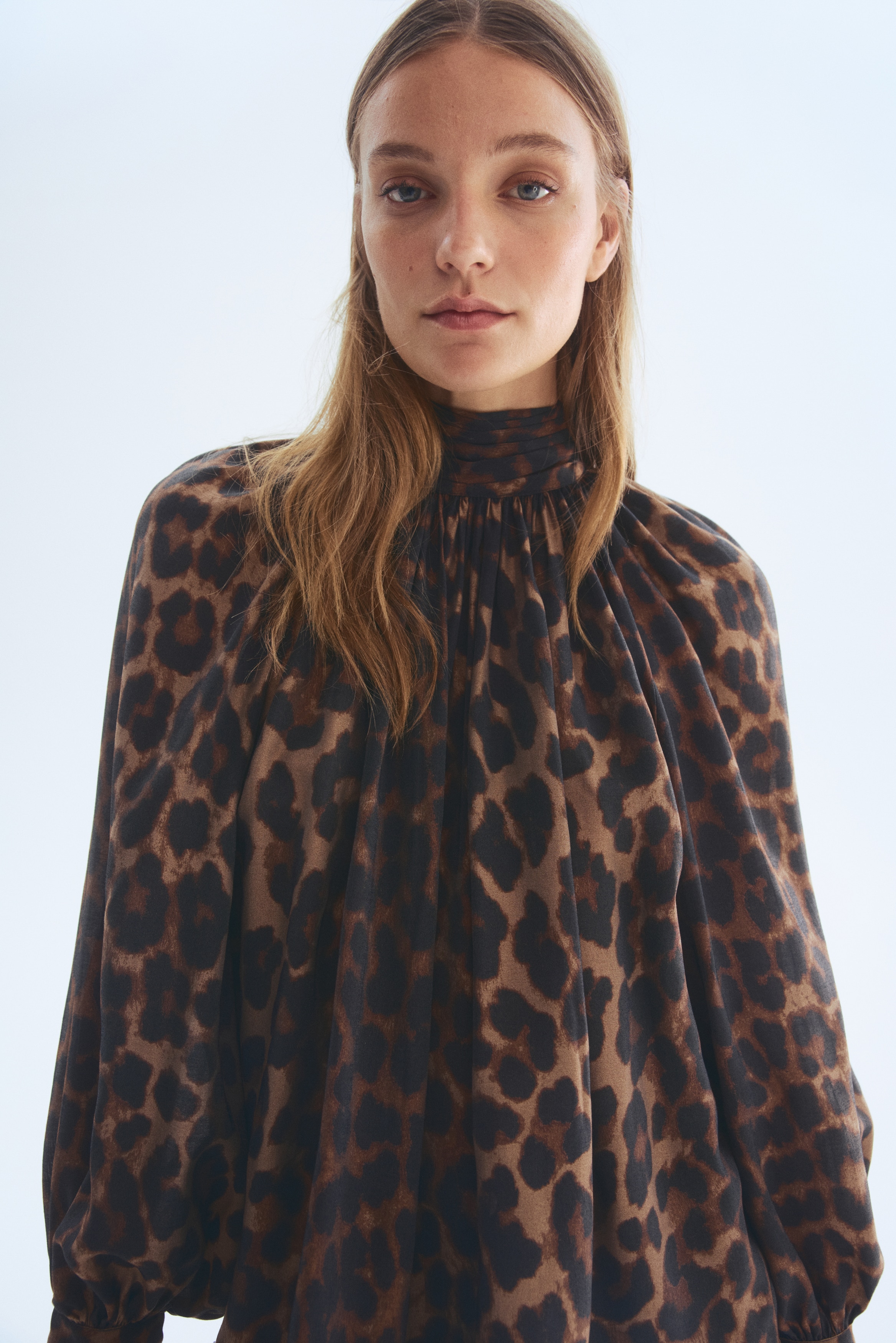 Ντραπέ μπλούζα - Καφέ/λεοπάρ/Σκούρο μοβ