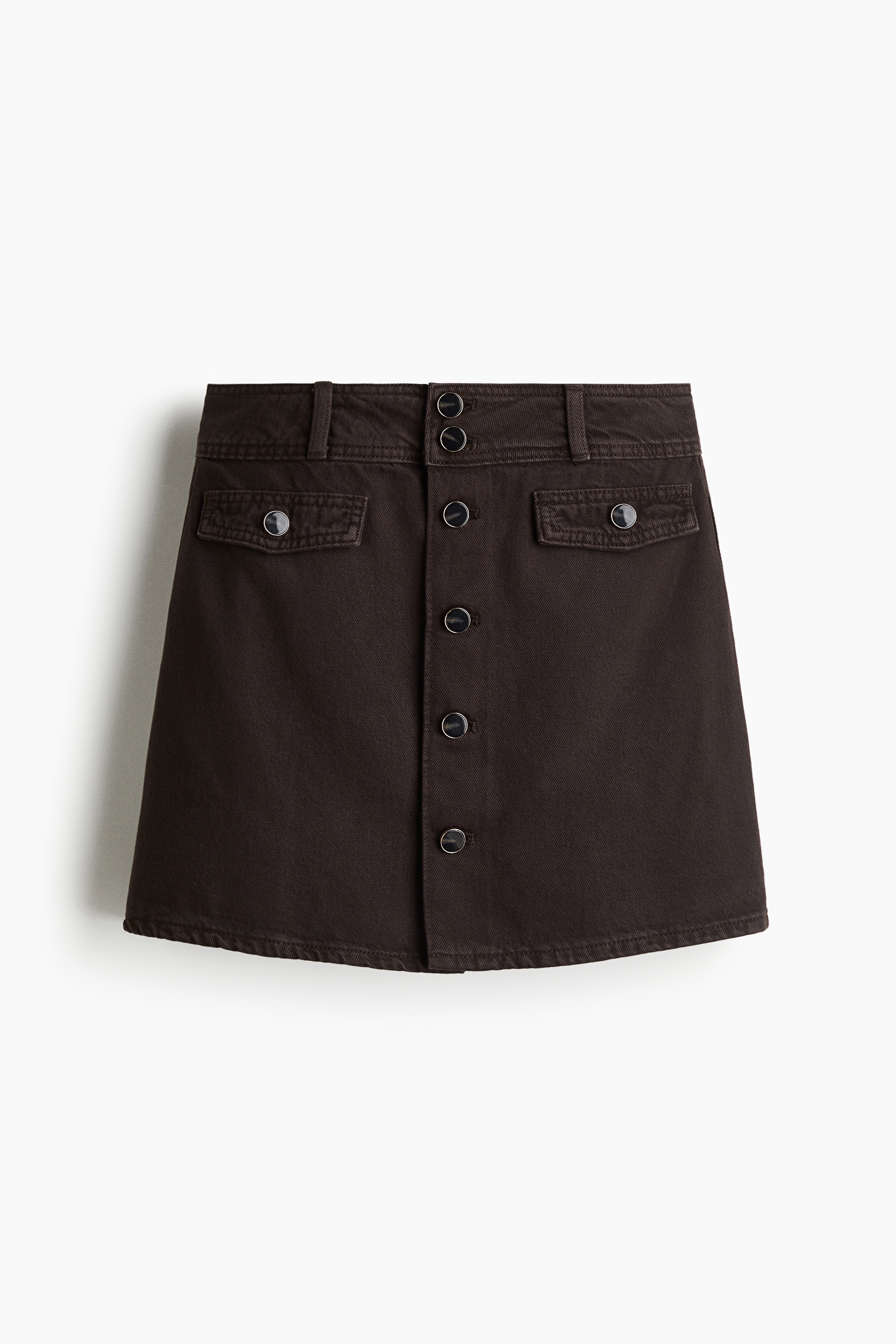 A-Line Denim Mini Skirt - Dark brown/Denim blue