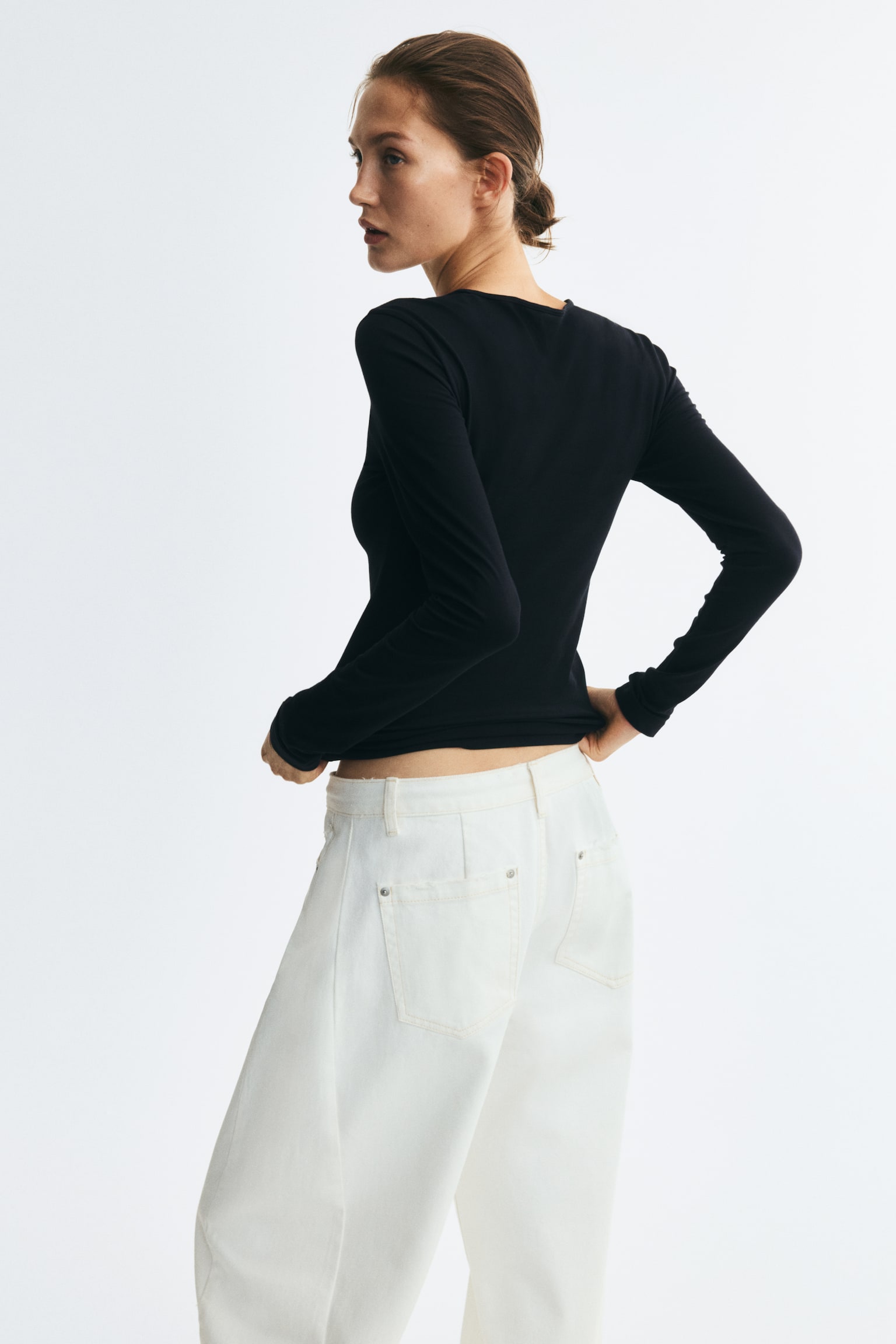 Женский топ H&M Supima® Cotton Top, цвет: Чёрный — фото 4