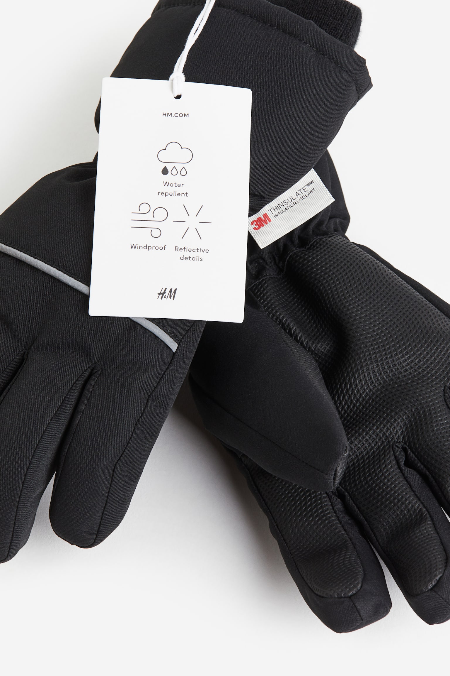 Water Repellent Padded Gloves - Black/Black/Pattern - 2