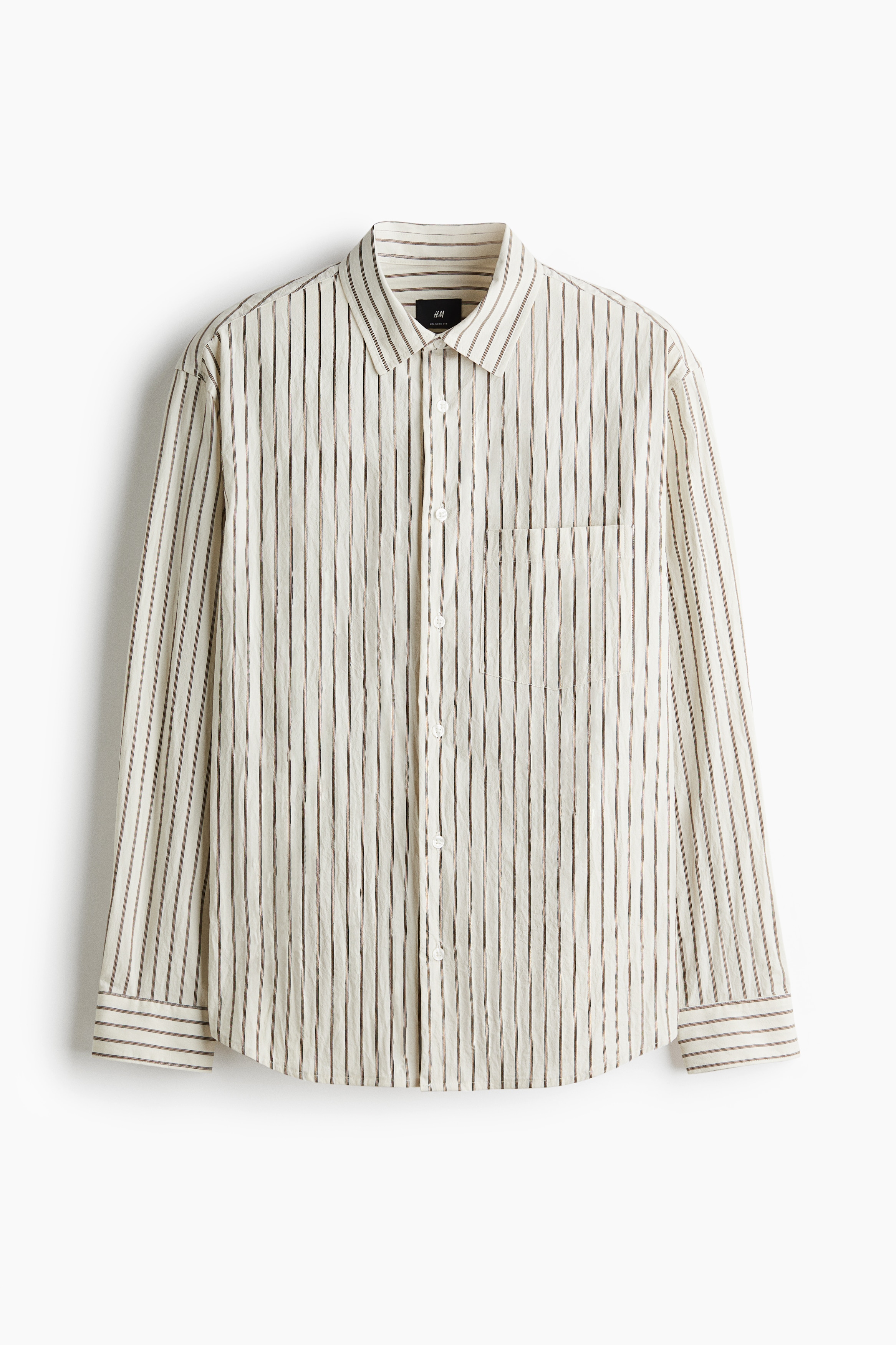 Relaxed Fit Poplin shirt - Cream/Dark beige striped