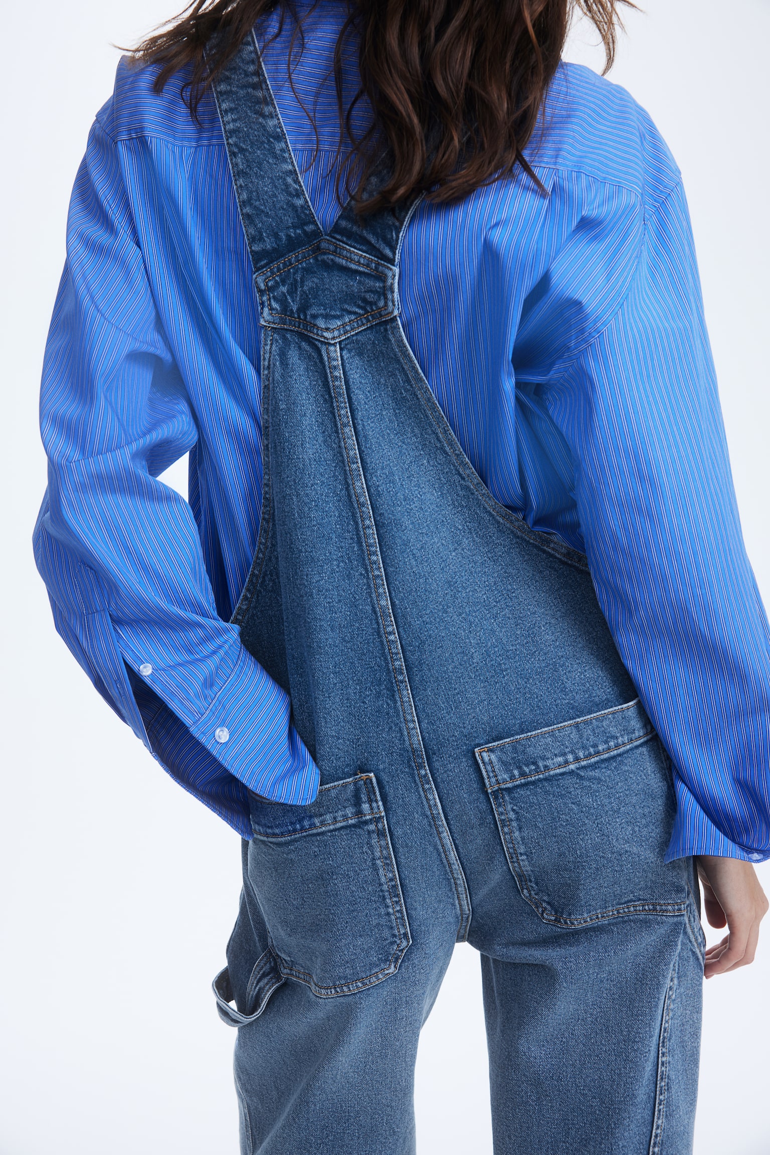 MAMA Ankle Length Denim Dungarees - Denim blue - 3