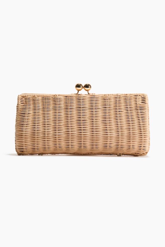 Rattan Clutch Bag - Beige - 1