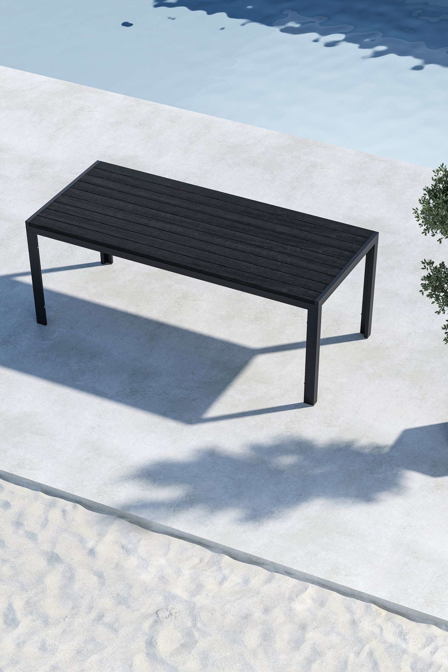Mirko Dining Table - Aluminum, Black/Aluminum, Beige