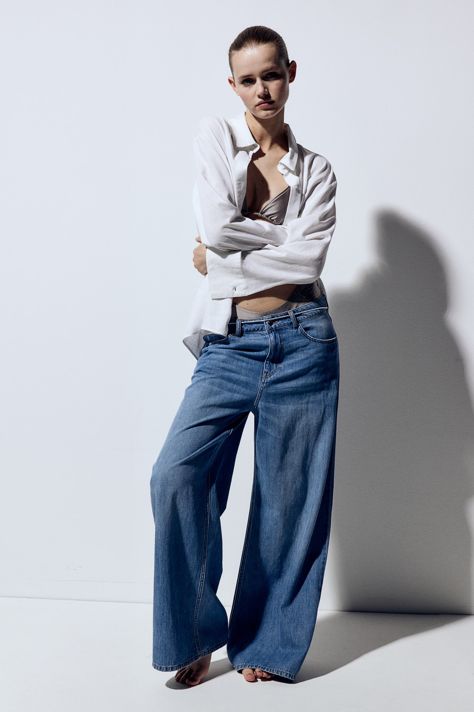 Baggy Wide Low Jeans - Light denim blue/Pale denim blue/Light grey/Light denim blue - 1