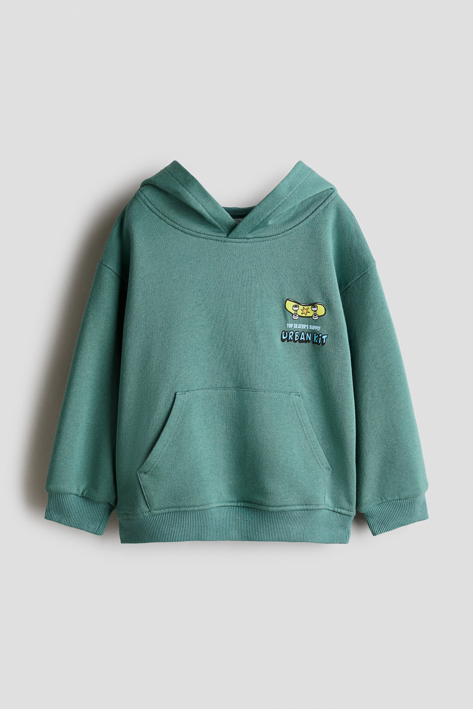 Loose-fit motif-detail hoodie - Dusty green/Urban Kit