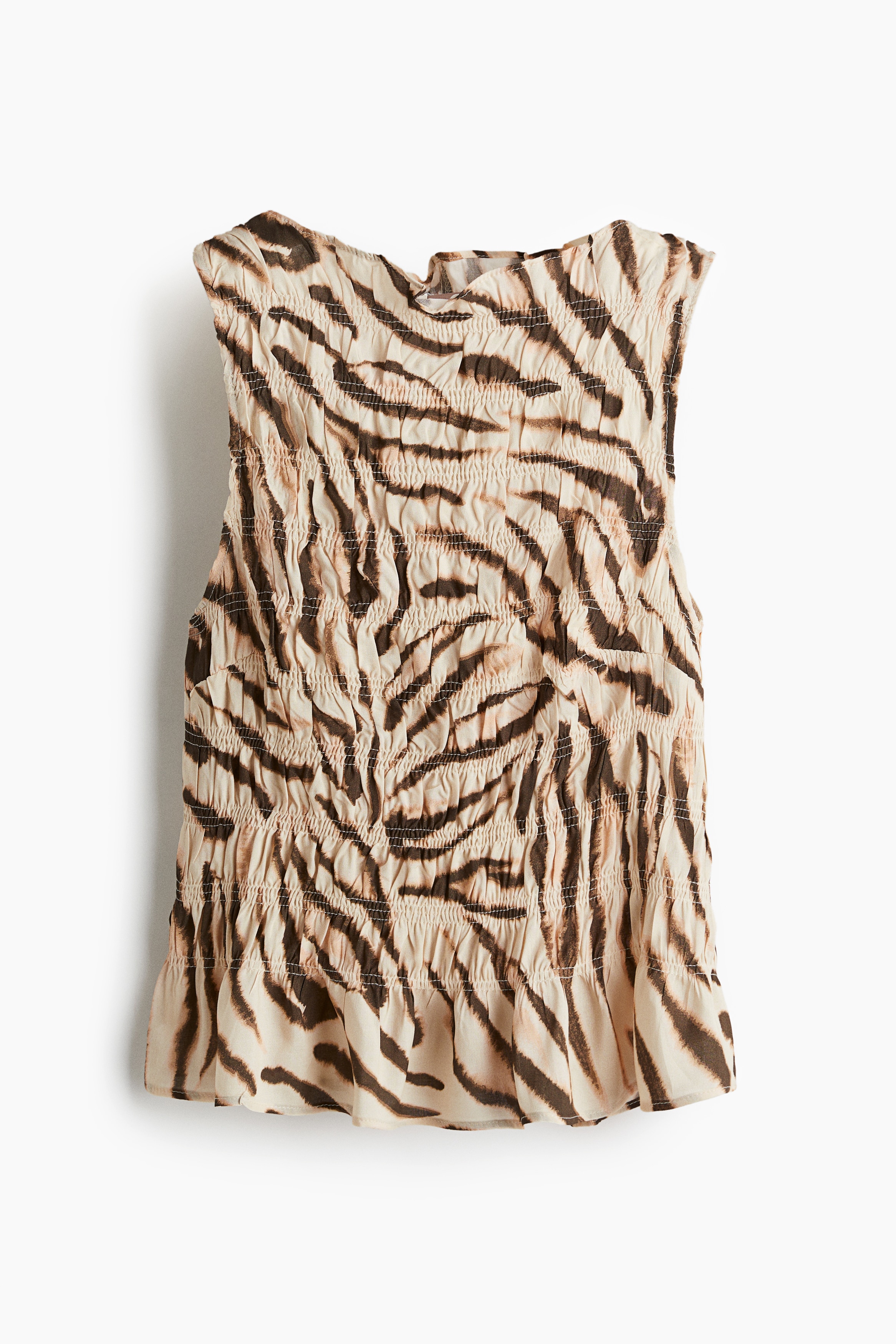 Büzgülü Kolsuz Üst - Açık bej/Zebra desenli/Bej/Leopar desenli/Açık bej/Desenli/Bordo/Şal desenli