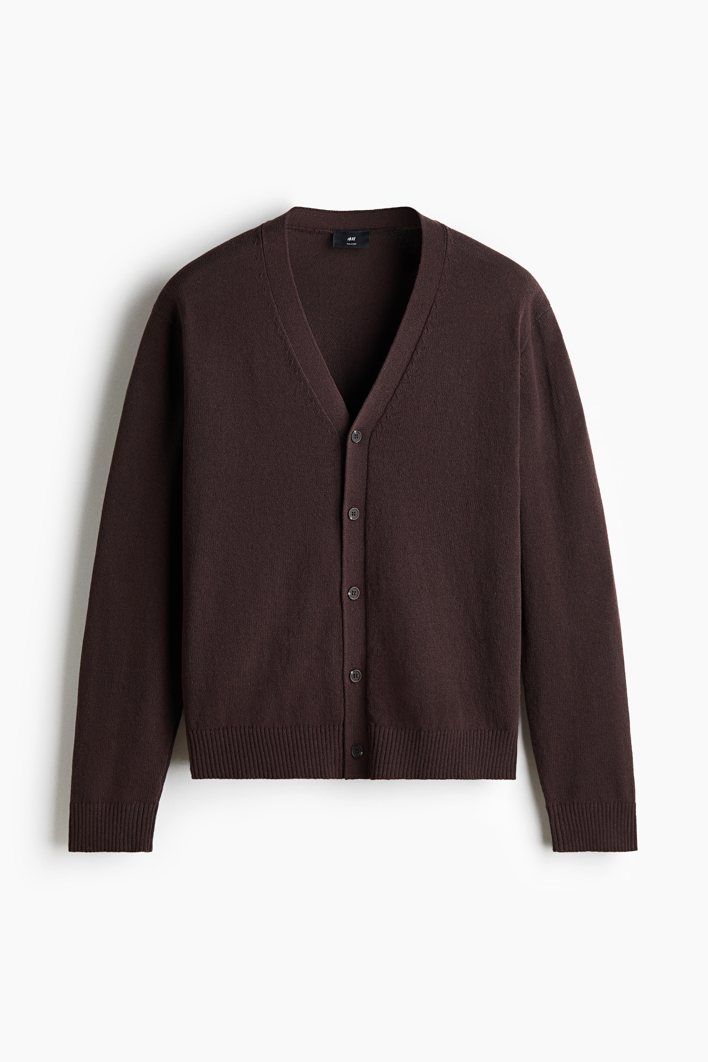 Cardigan in Relaxed Fit - Dunkelbraun/Beige
