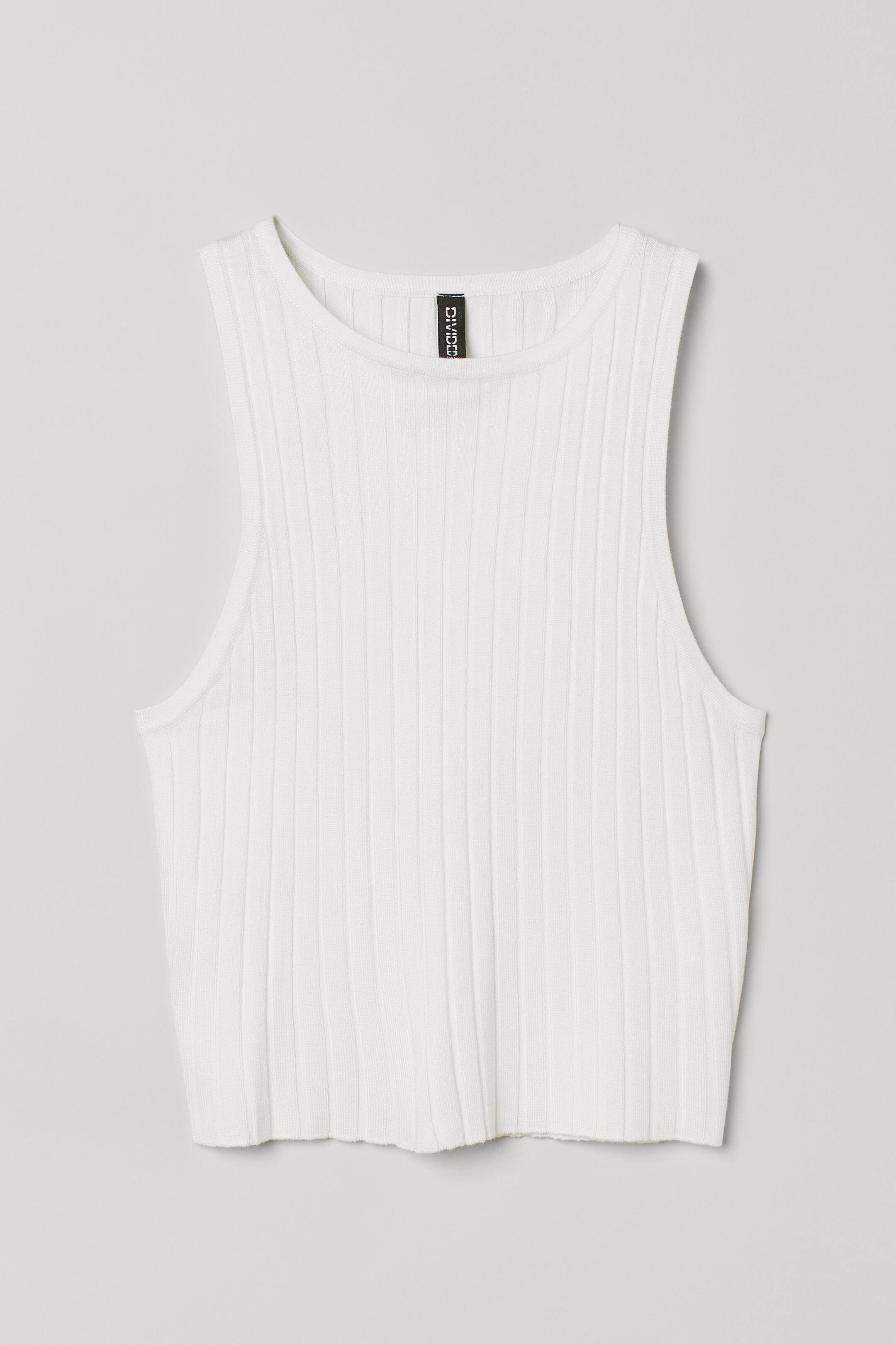 View larger image: Crop Tank Top - White - Ladies | H&M US 1