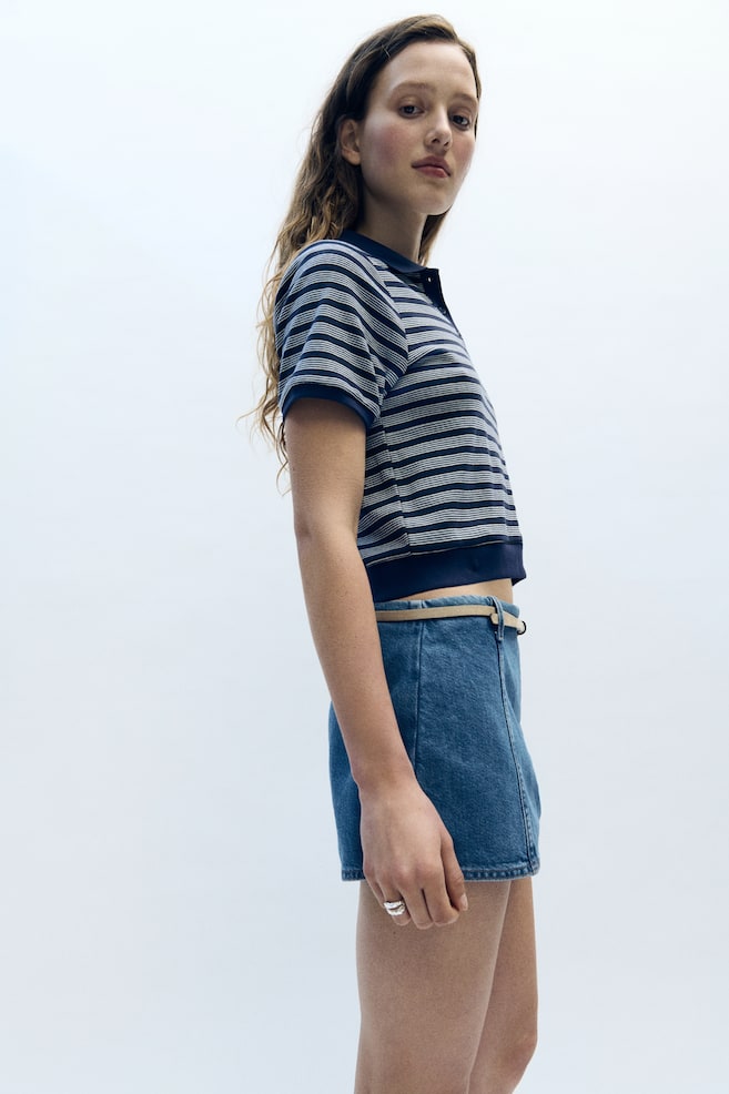 Denim skort - Denim blue/White/Black - 5