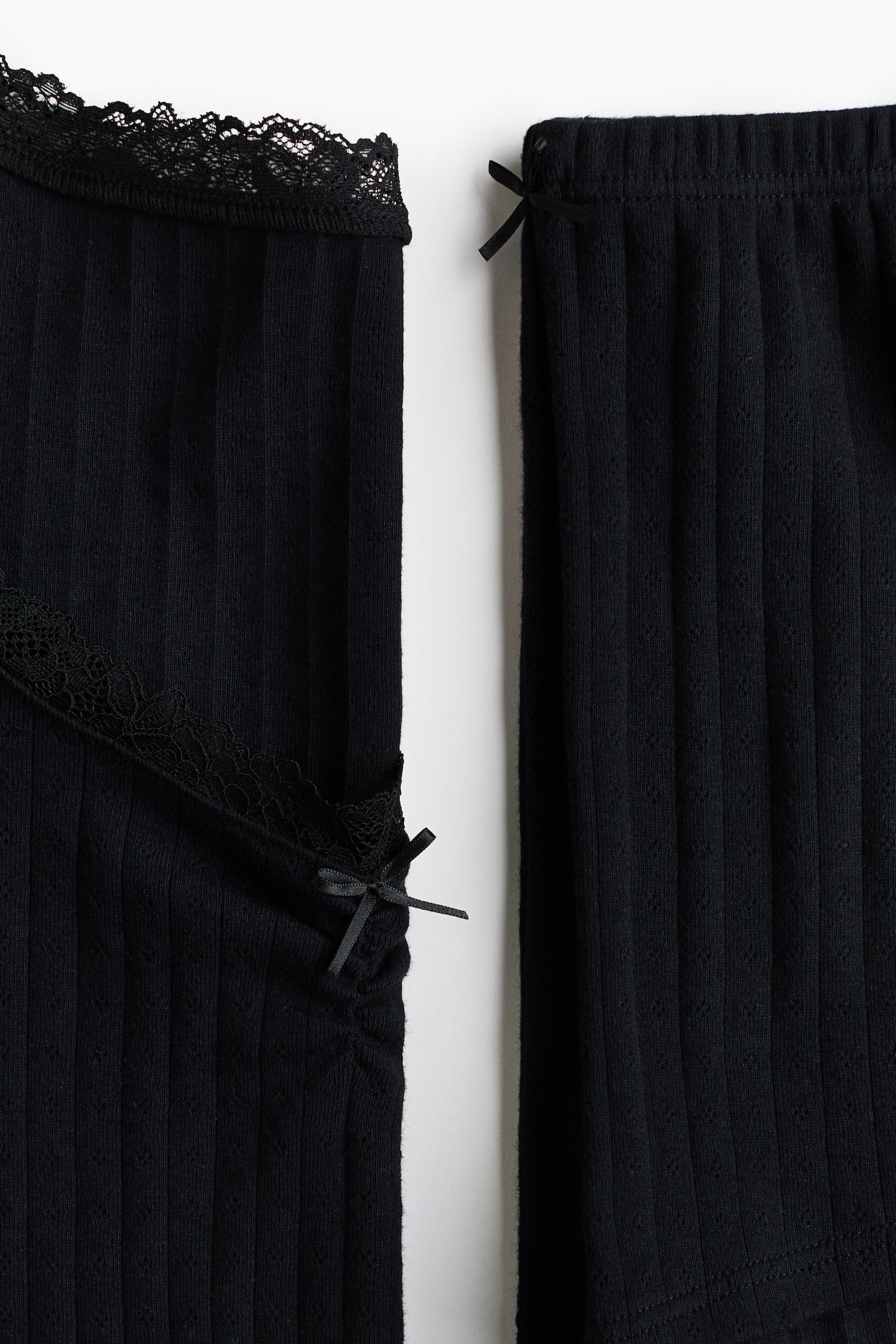 Пижама, джерси, ажурная вязка — H&M, цвет: Чёрный — фото 4