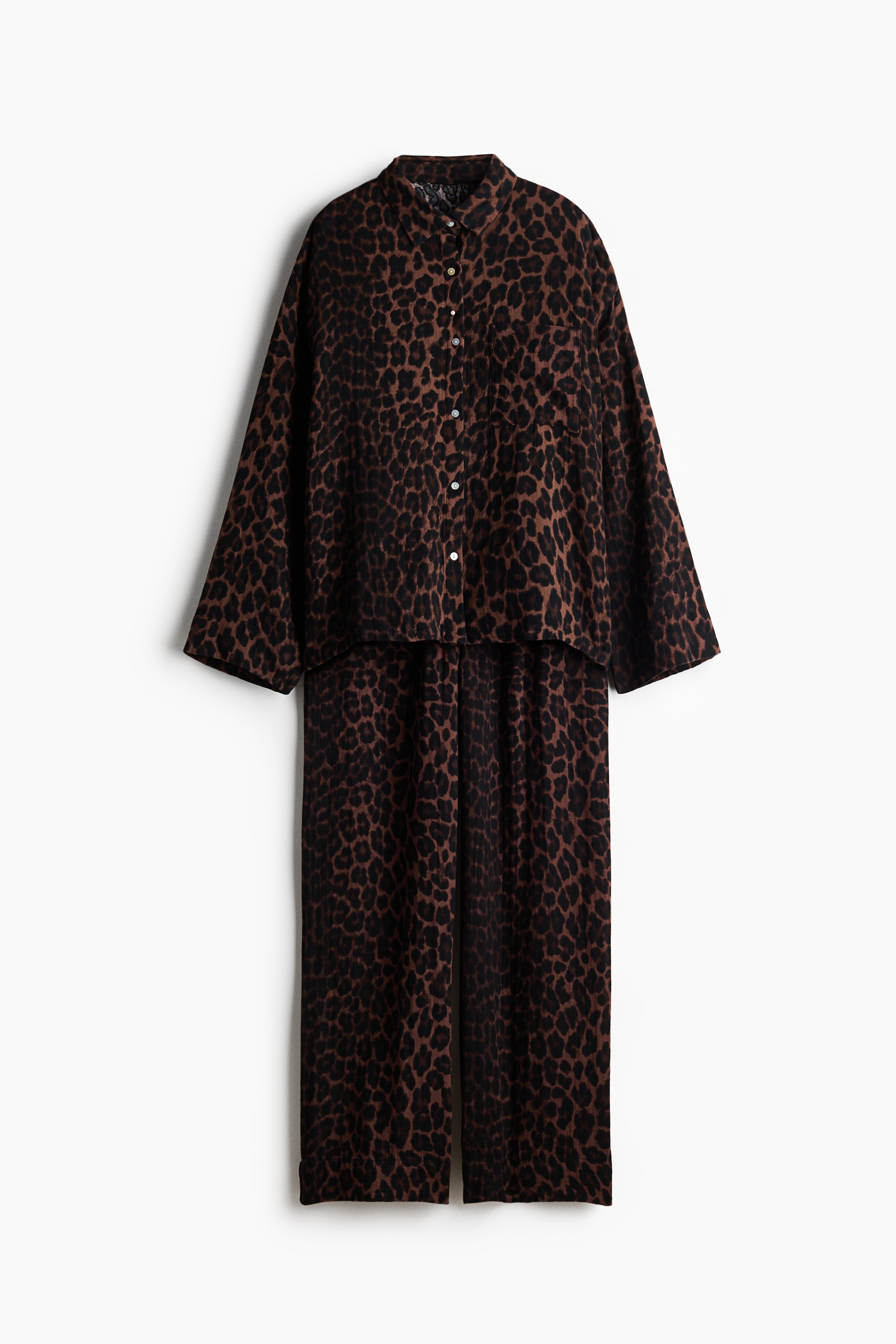 Cotton muslin pyjamas - Dark brown/Leopard print/Dark brown/Cream/Floral/Plum red/Cream/Black/Dark grey