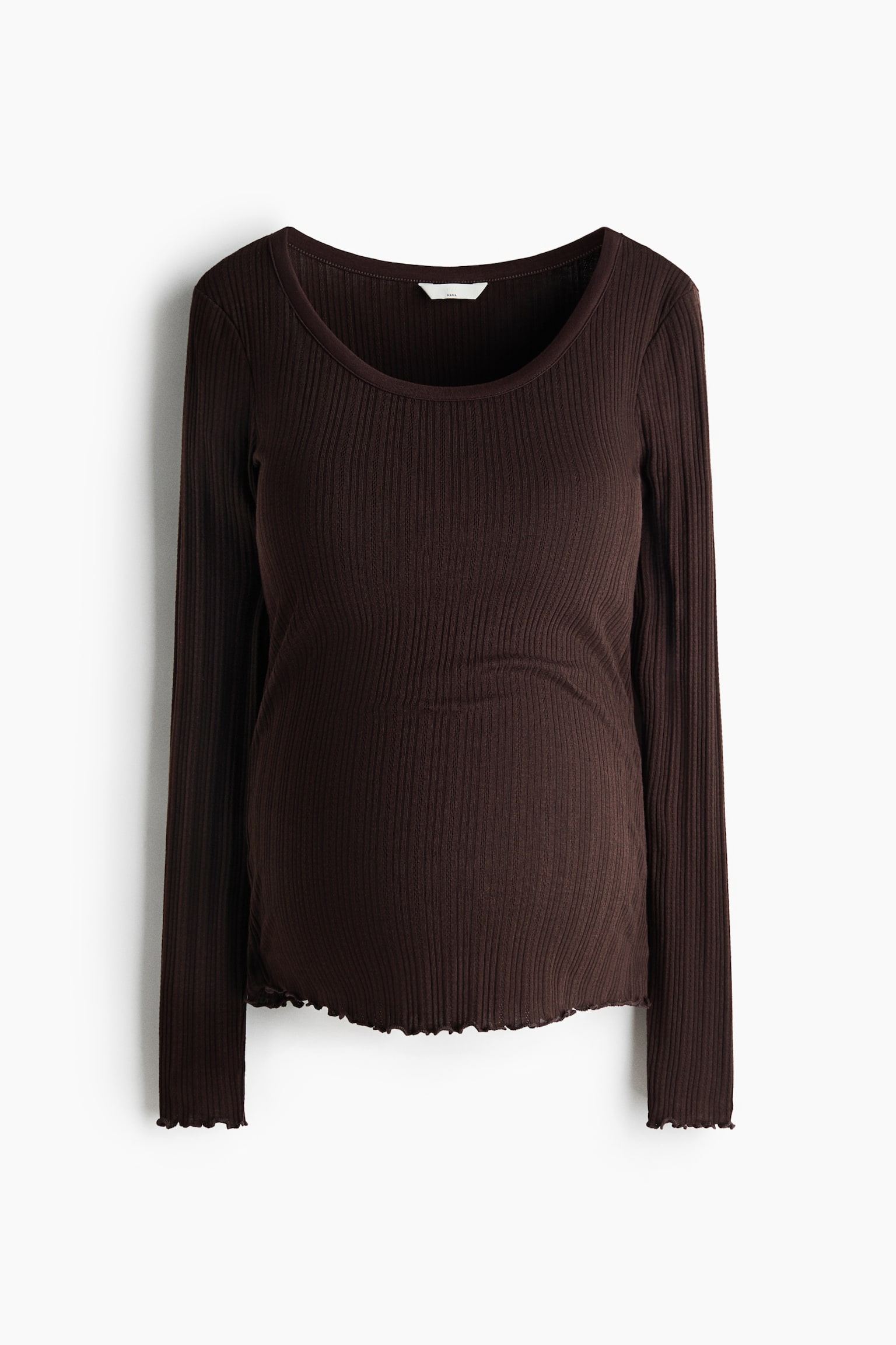 MAMA Pointelle-Knit Top - Dark brown/Light yellow