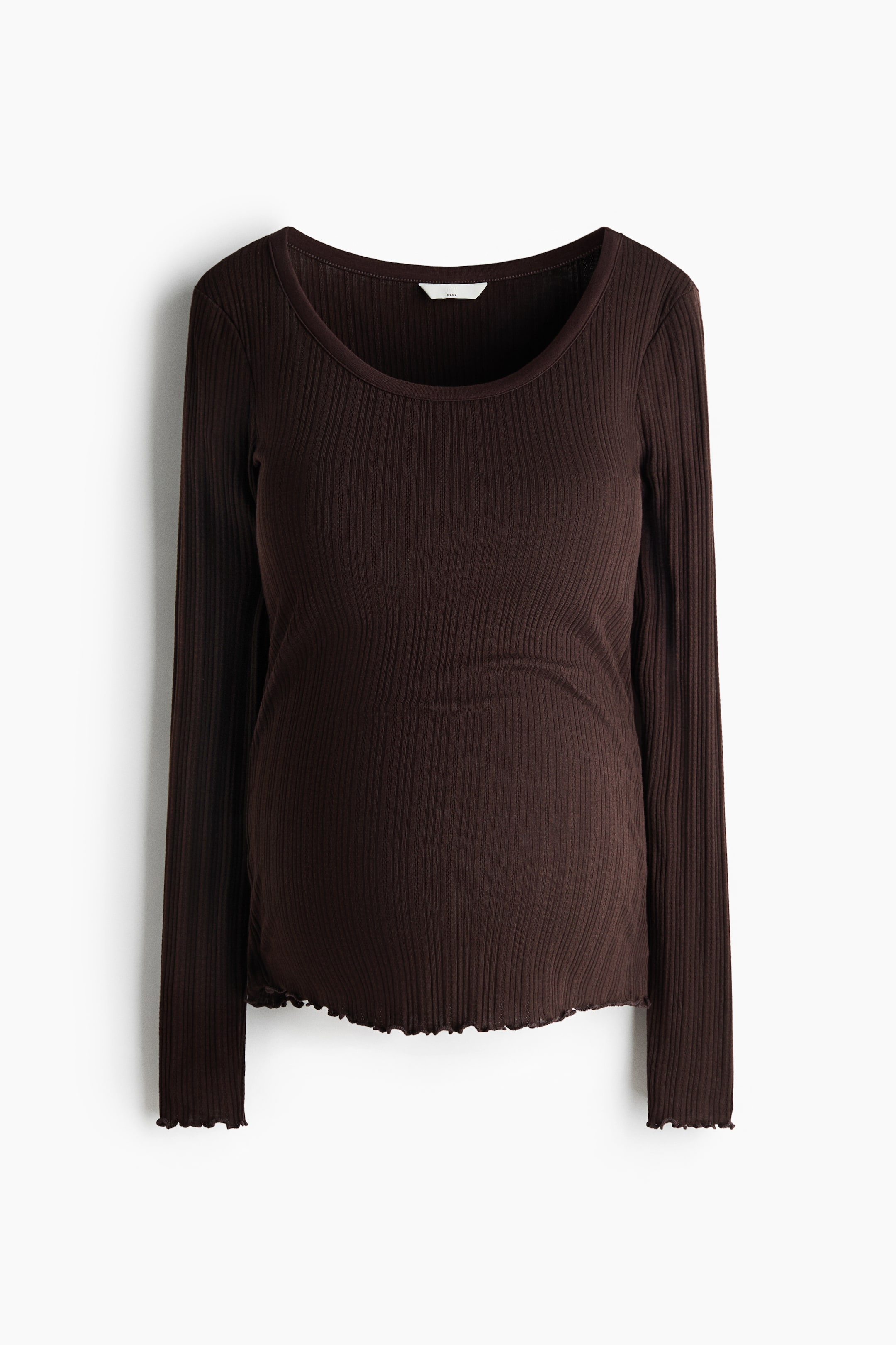 View larger image: MAMA Pointelle-knit top - Dark brown - Ladies | H&M IE 1