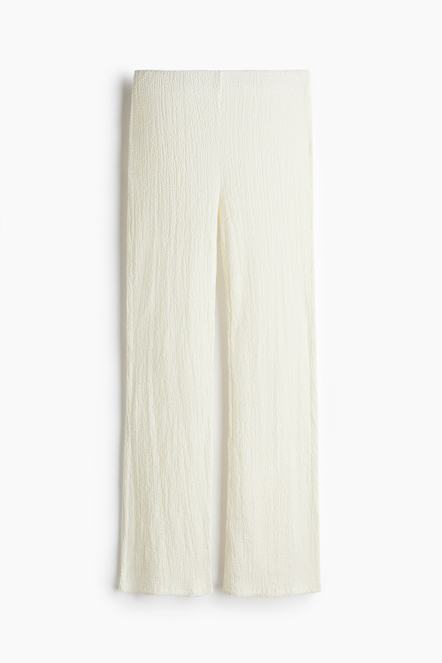 Flared textured trousers - Cream/Black - 1