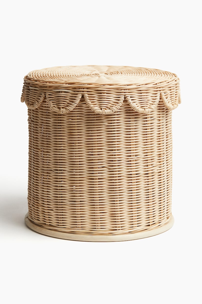 Beige Handmade rattan storage stool at H&M Home | H&M GB