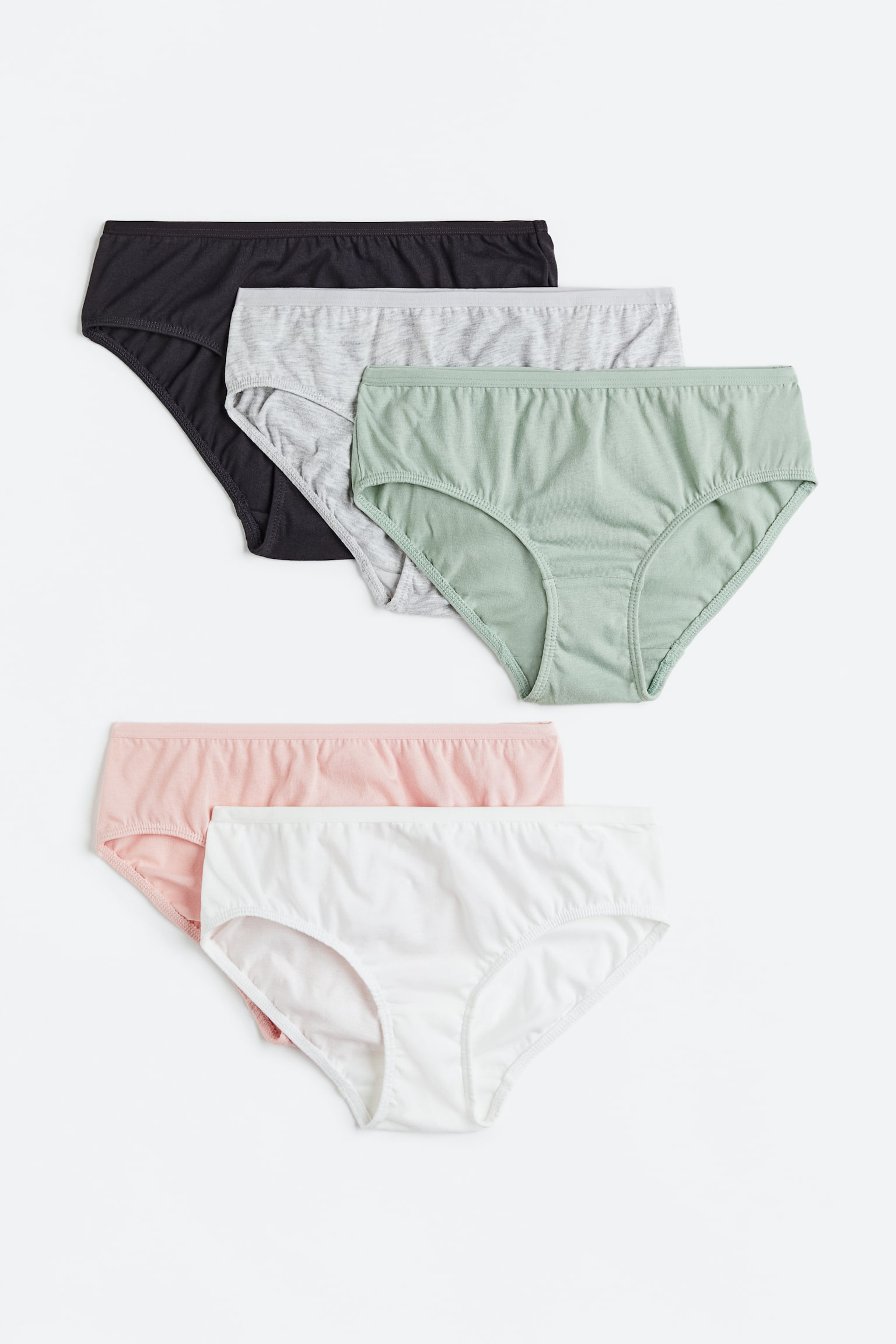 5-pack Briefs - Sage green/Light grey marle/Powder pink/Dark grey - 1