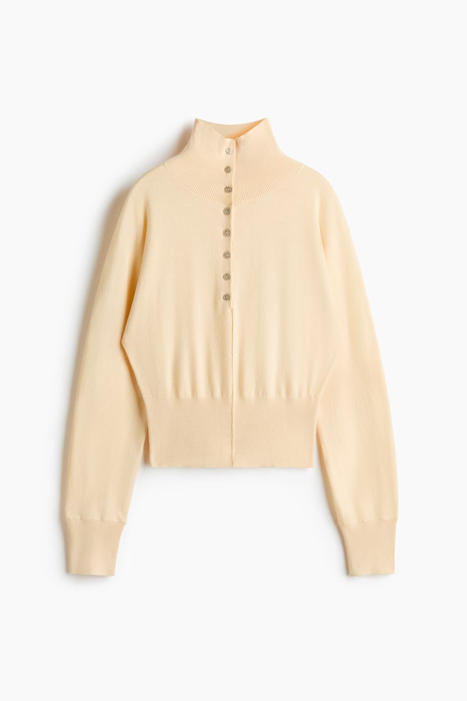 Jersey de punto fino con cuello perkins - Amarillo claro/Verde caqui oscuro/Negro - 1