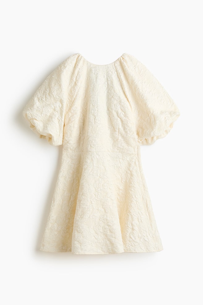 Balloon-Sleeved Dress - Cream/Black - 1