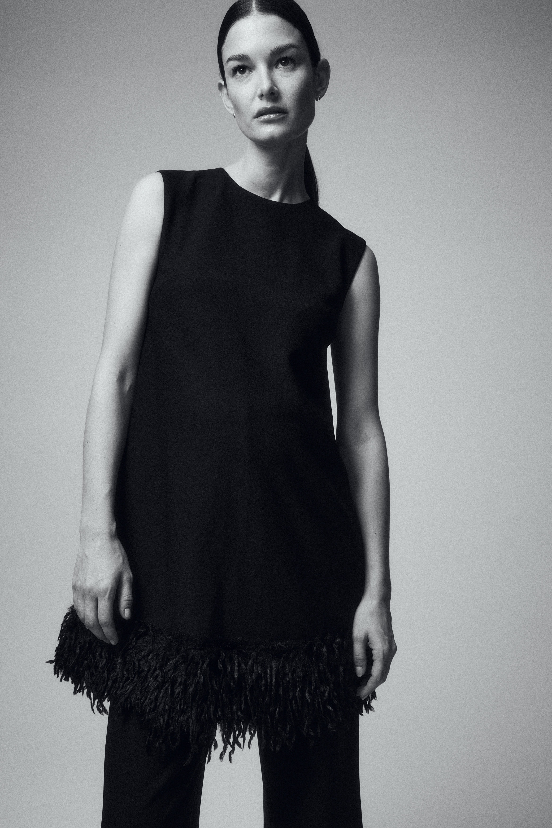 H&M Mama - Sort MAMA Fringe-hem mini dress - Size: XXL  - H&M