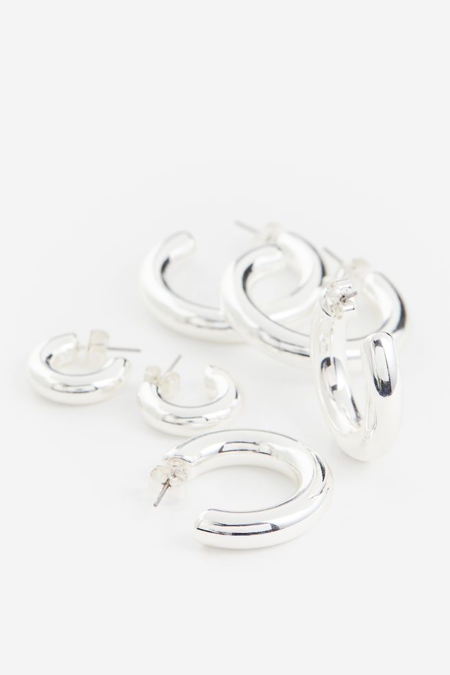 3 pairs hoop earrings - Silver-coloured/Gold-coloured - 2
