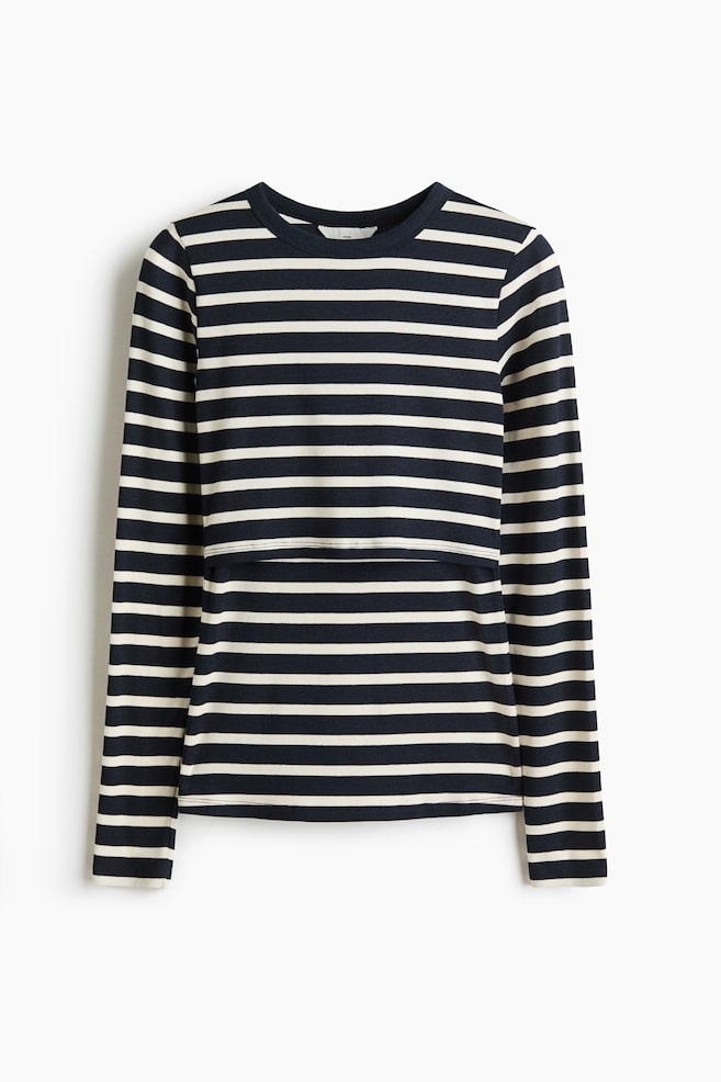 MAMA Long-Sleeved Nursing Top - Navy blue/striped - 1