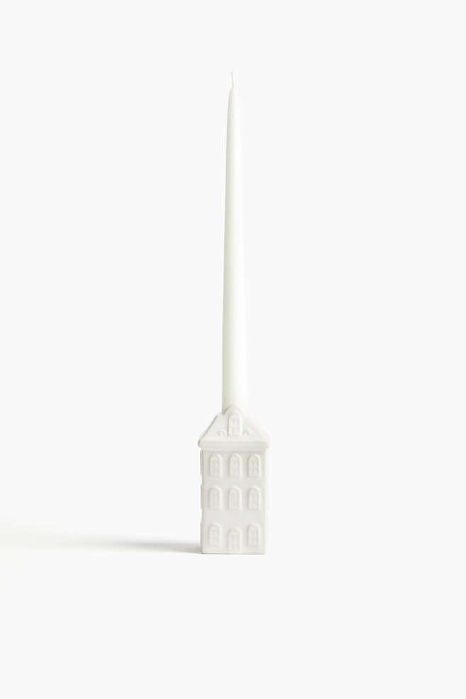 Figuratieve kaarshouder van steengoed - Wit/Wit/ijsbeer/Wit/strik - 1