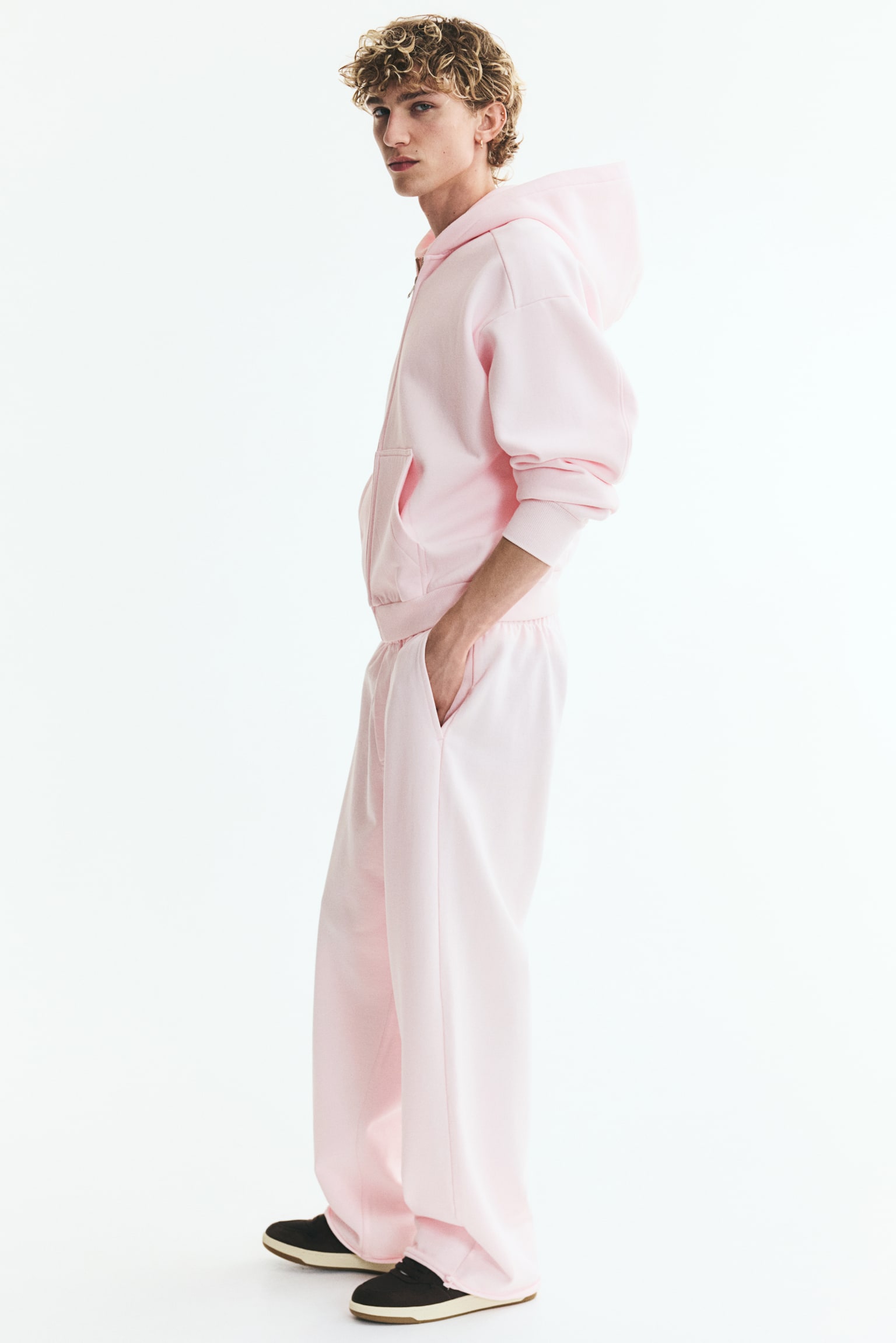 Мужские брюки H&M Relaxed-Fit Cotton Sweatpants, цвет: Светлый розовый — фото 6