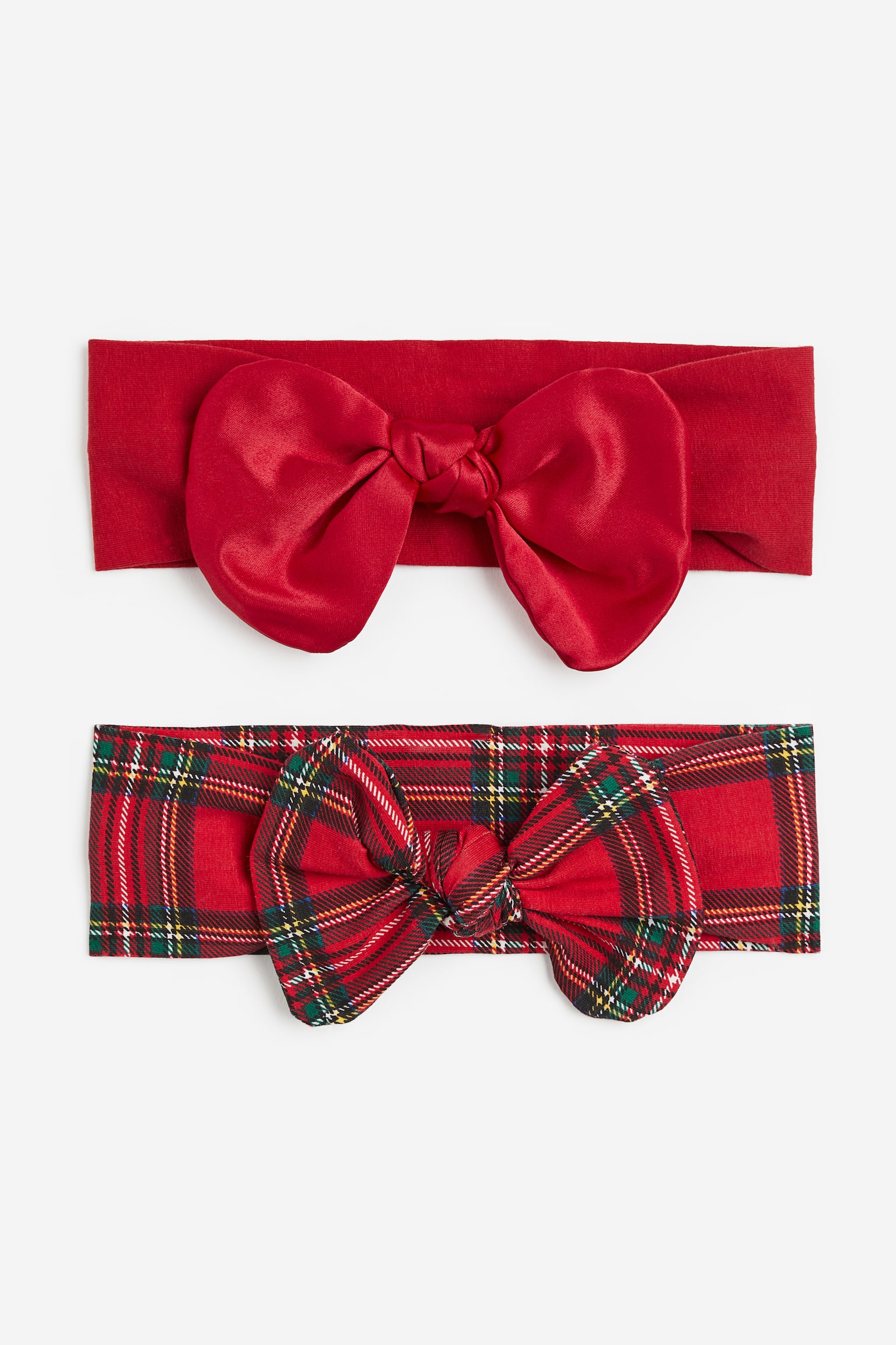 2-pack Bow Detail Headbands - Red/Check/White/Floral/Light pink/Floral/Black/Spot - 1