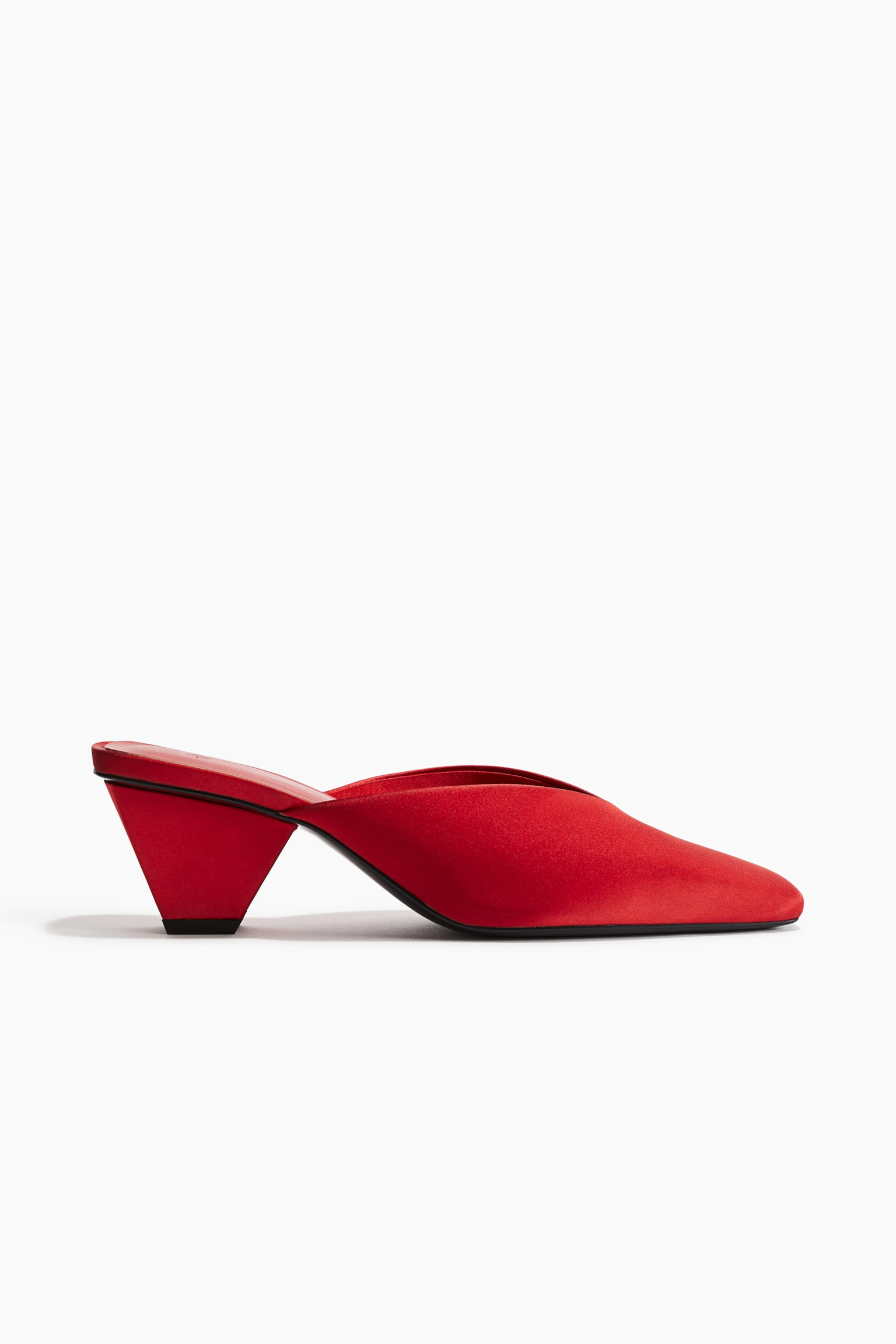 H&M red Heeled satin mules