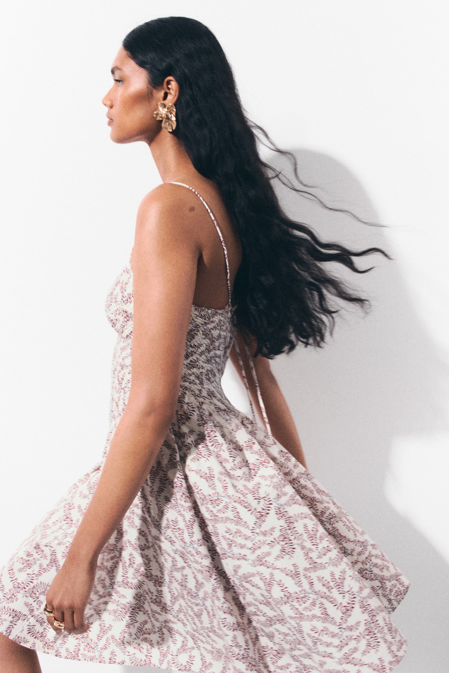 Vestido de tirantes con punto smock - Crema/Diseño - 2
