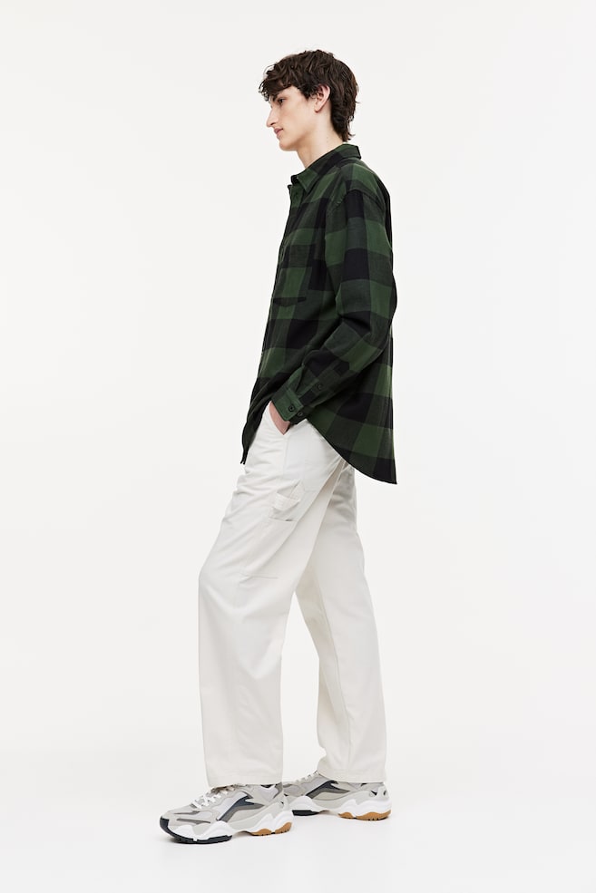 Relaxed Fit Flannel shirt - Dark green/Checked/Black/Checked/Red/Checked/Dark grey/Checked - 4