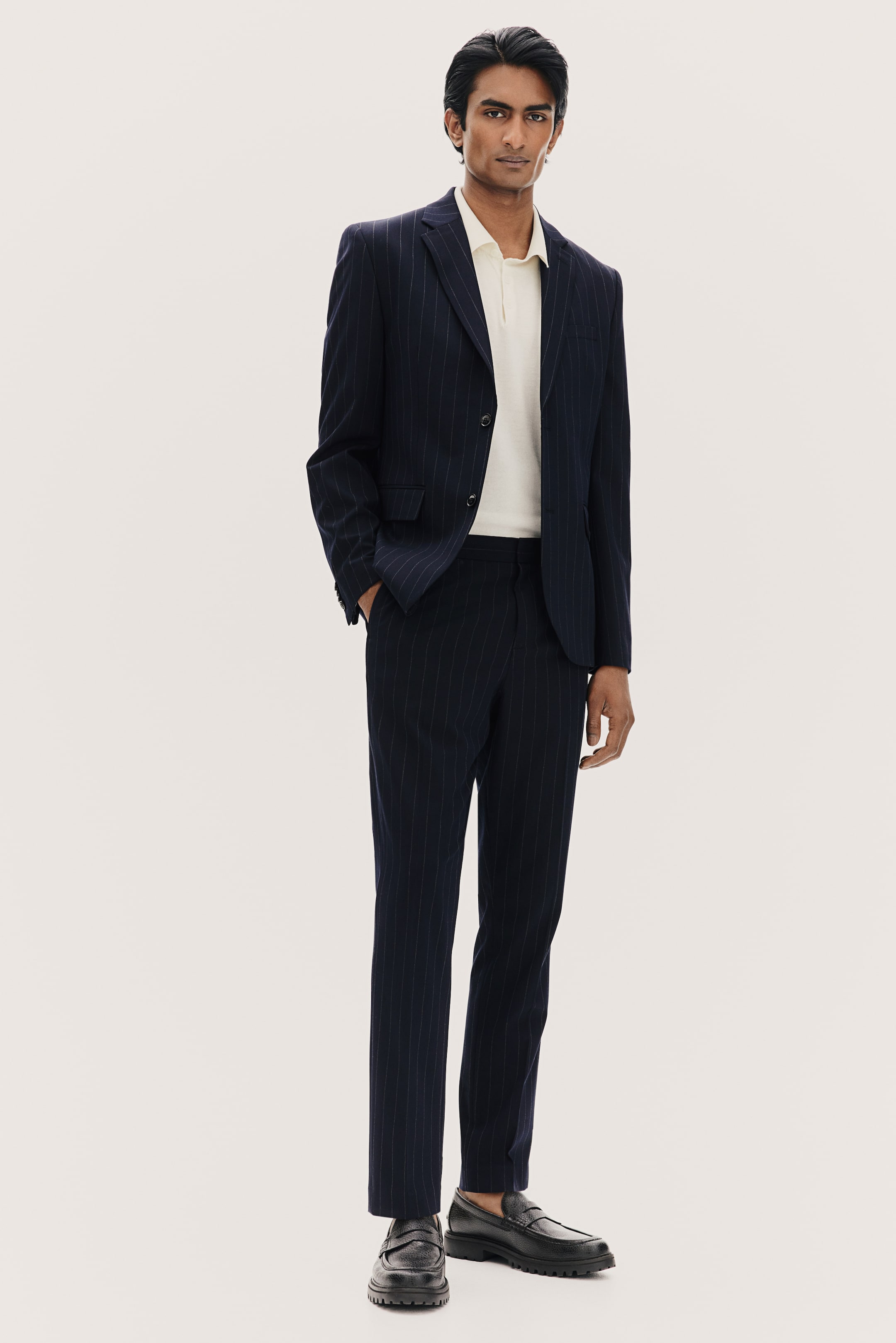 Slim Fit Jacket - Navy blue/Pinstriped - Men | H&M GB 3