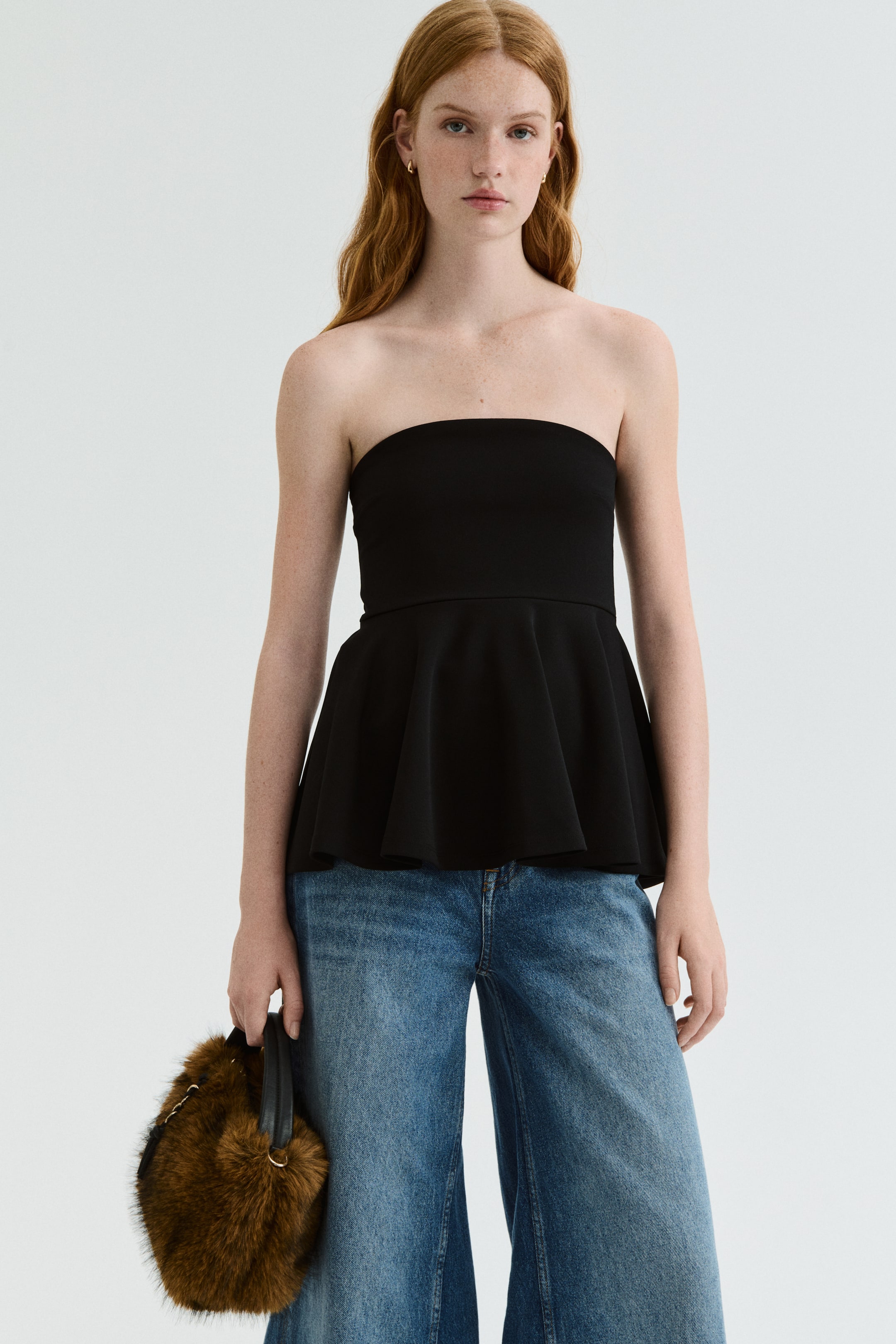 Agrandir l'image: Top bandeau avec basque - Noir - FEMME | H&M BE 2