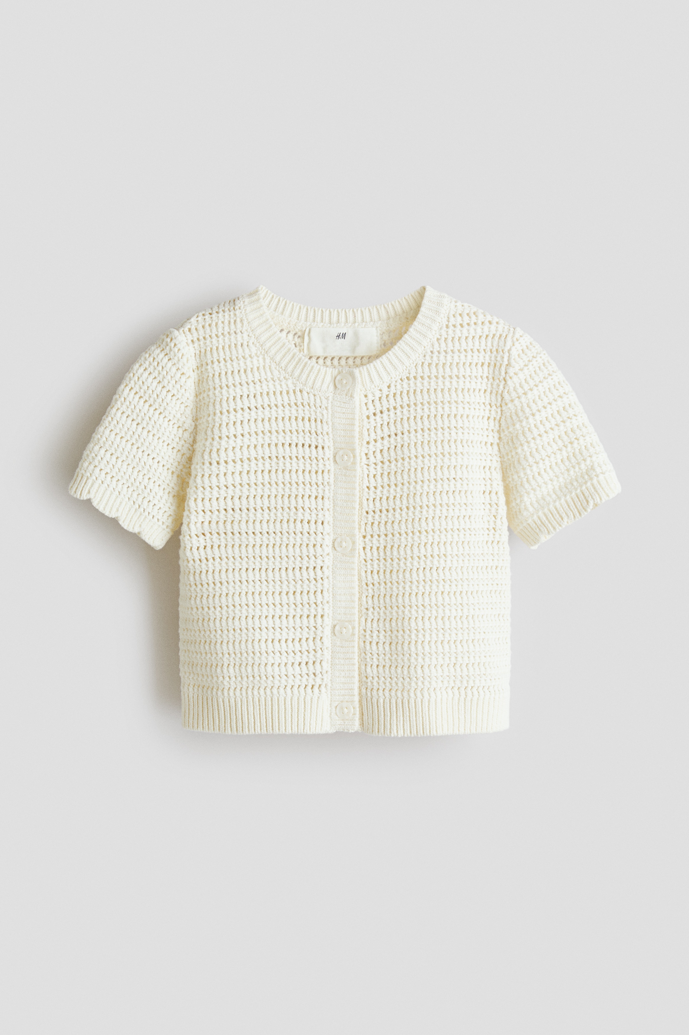 Textured-Knit Cardigan - Cream/Pink