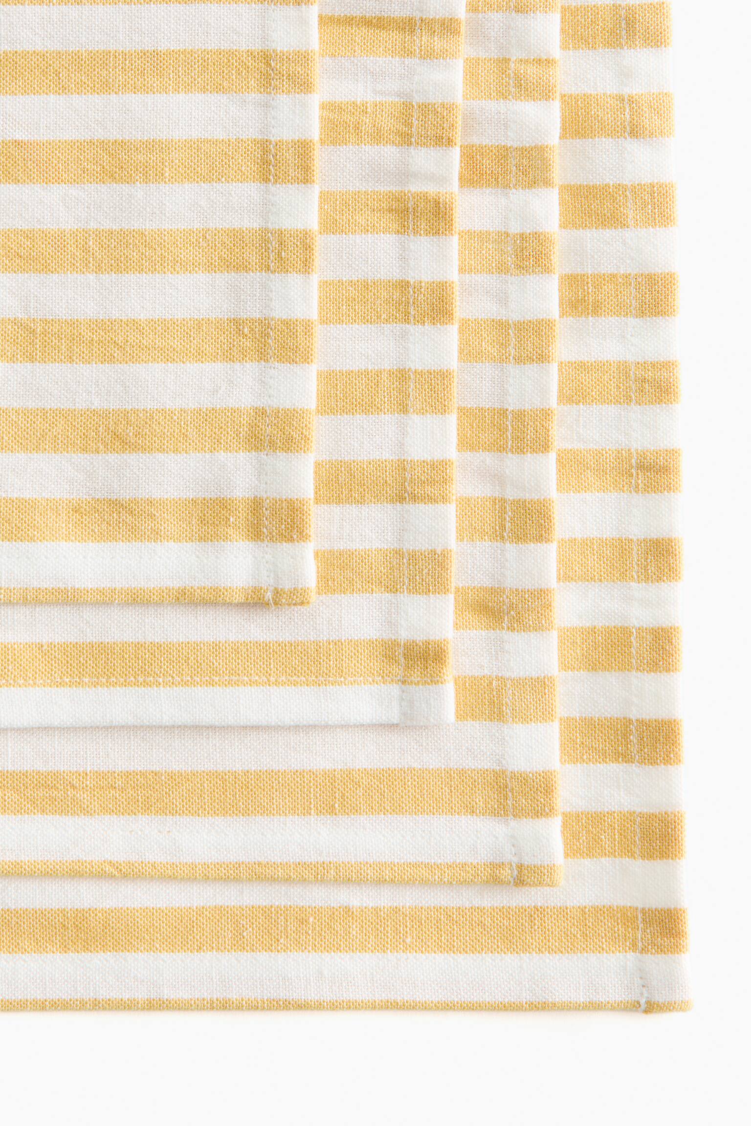 4-pack cotton napkins - Yellow/Striped/Light pink/Striped/Yellow/Gingham check/Dark brown/Gingham check/Terracotta/Gingham check/Green/Gingham check/Light pink/Gingham check/Beige/Gingham check/Terracotta/Striped/Beige/Striped - 3