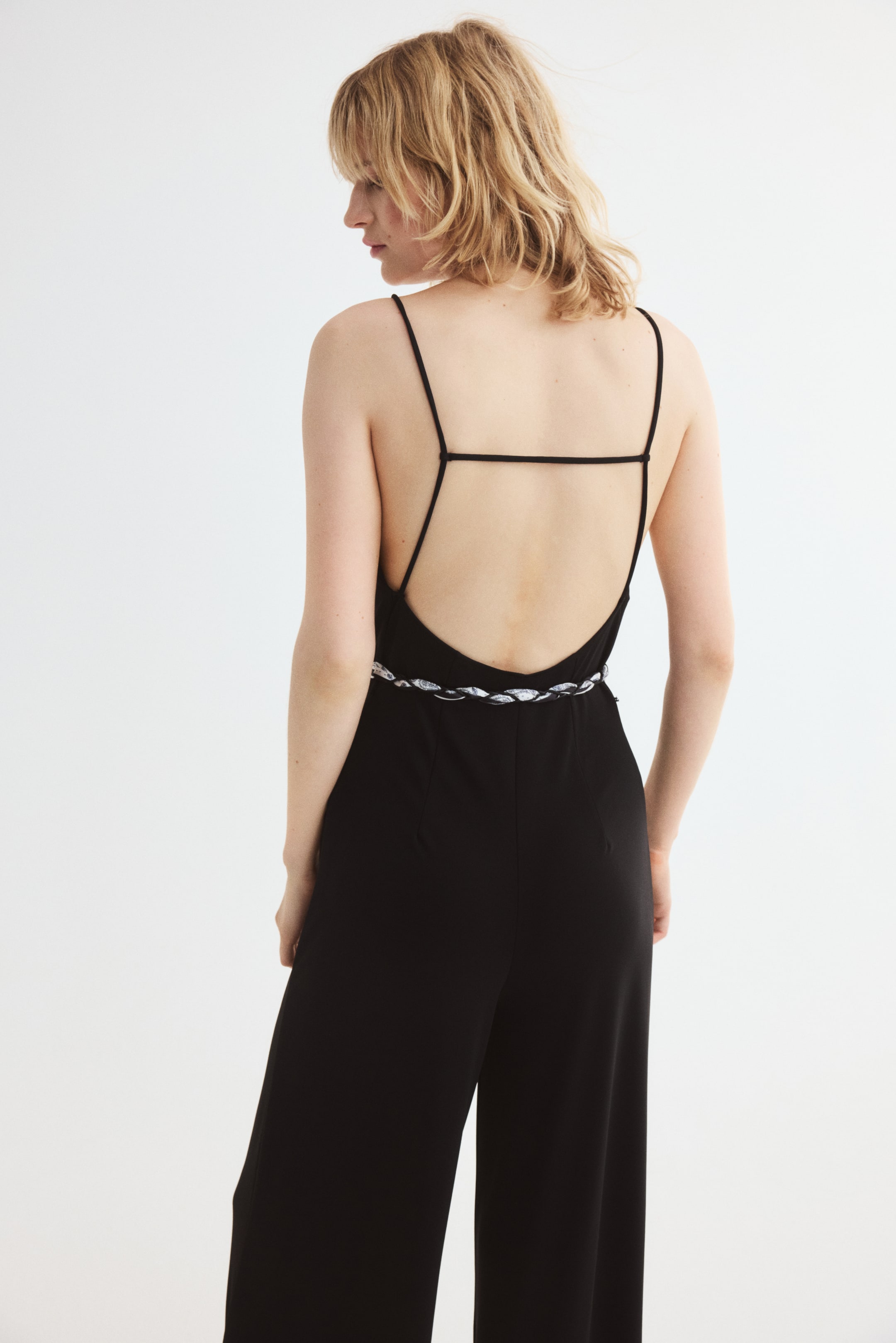 Tie-Belt Strappy Jumpsuit