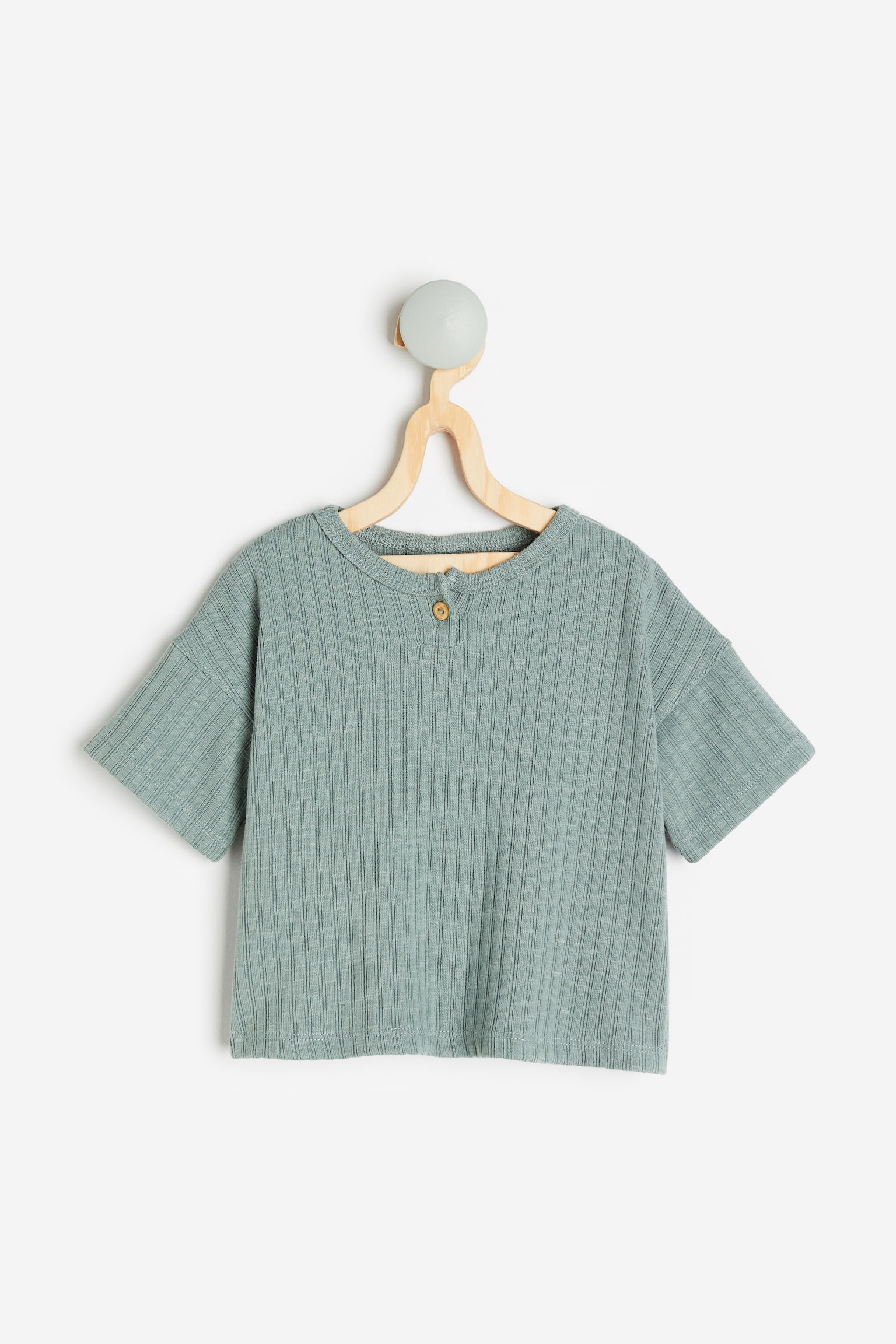 Ribbed top - Dusky green - 1