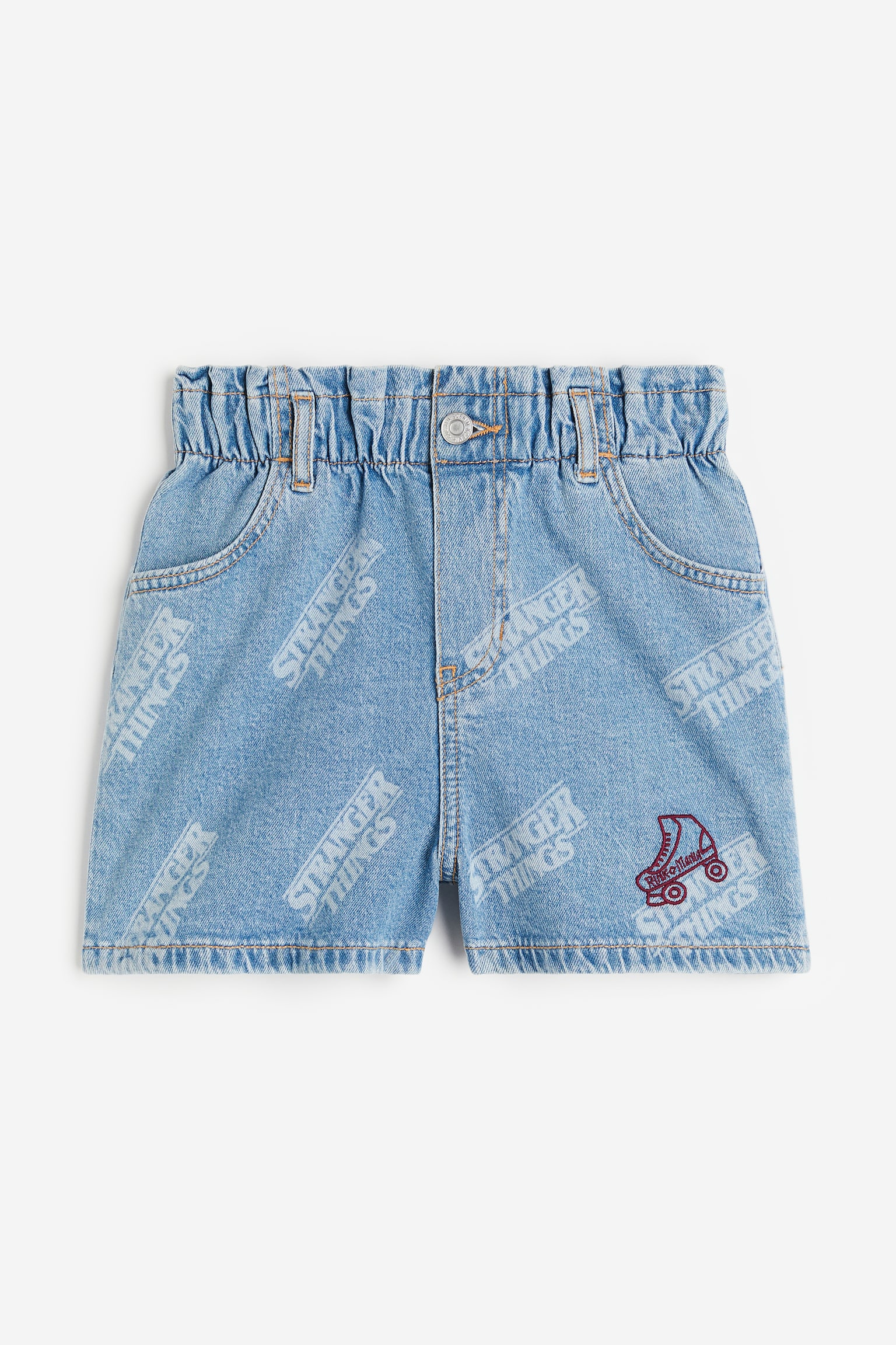 Paper Bag Denim Shorts - Denim blue/Stranger Things - 1