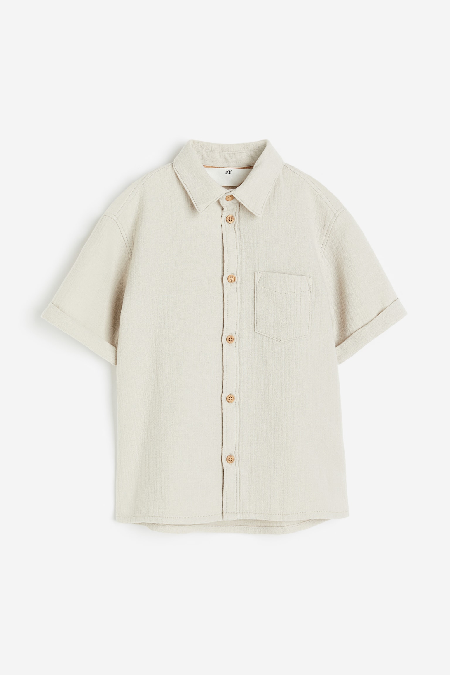 Cotton shirt - Light beige/Dark blue - 1