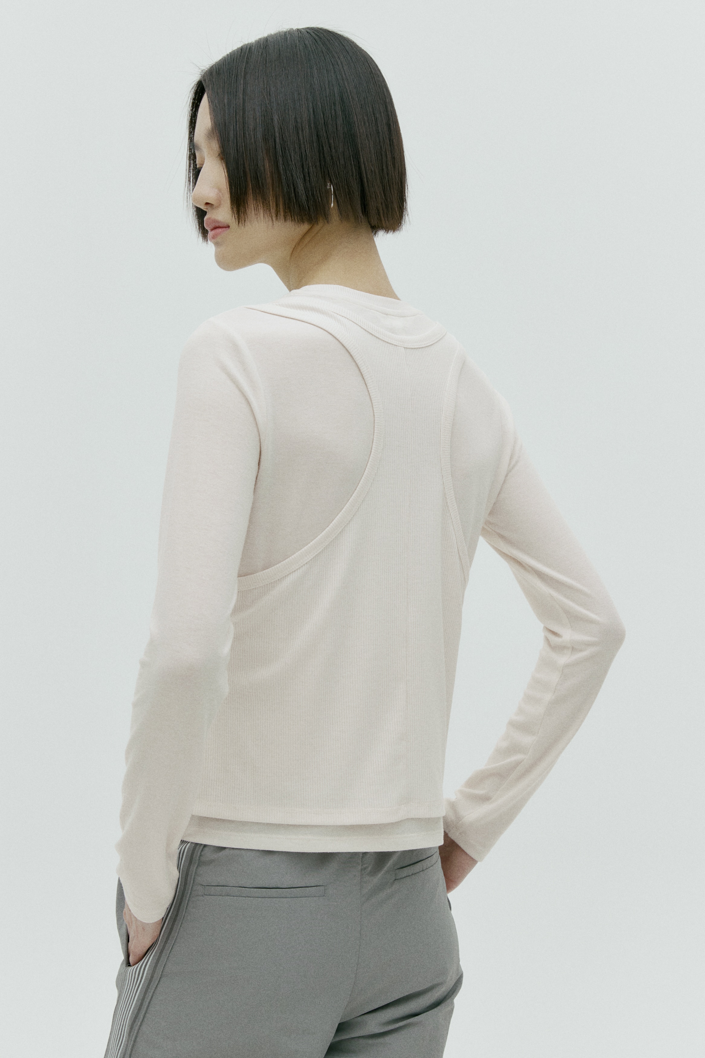 レイヤードトップス - グレーメランジ - レディース | H&M JP