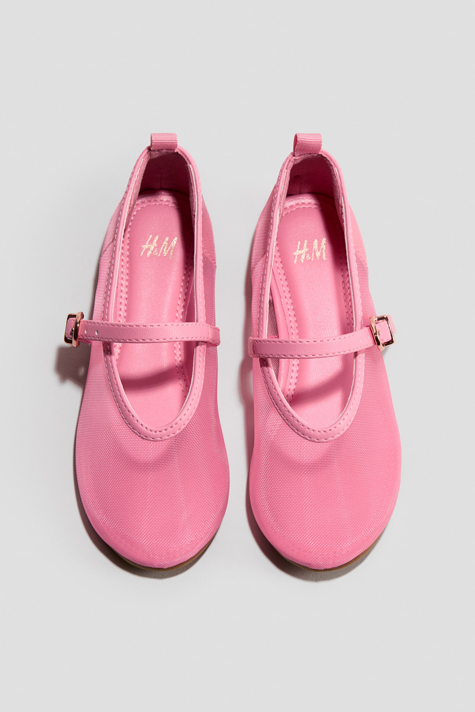 נעלי בלרינה מרשת בסגנון נעלי בובה - ורוד - 1